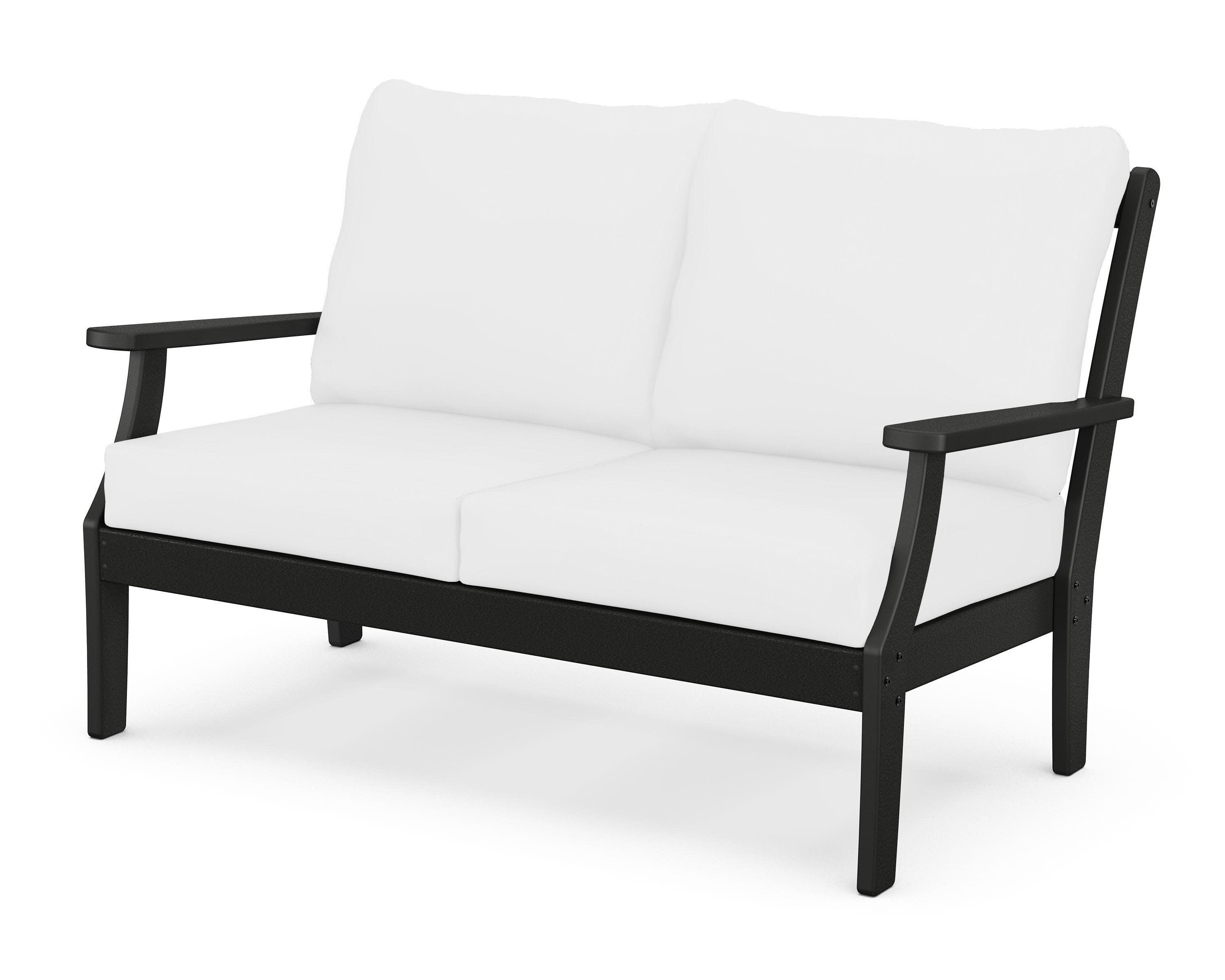 Yacht Club Deep Seating Loveseat in Charcoal Black / Natural