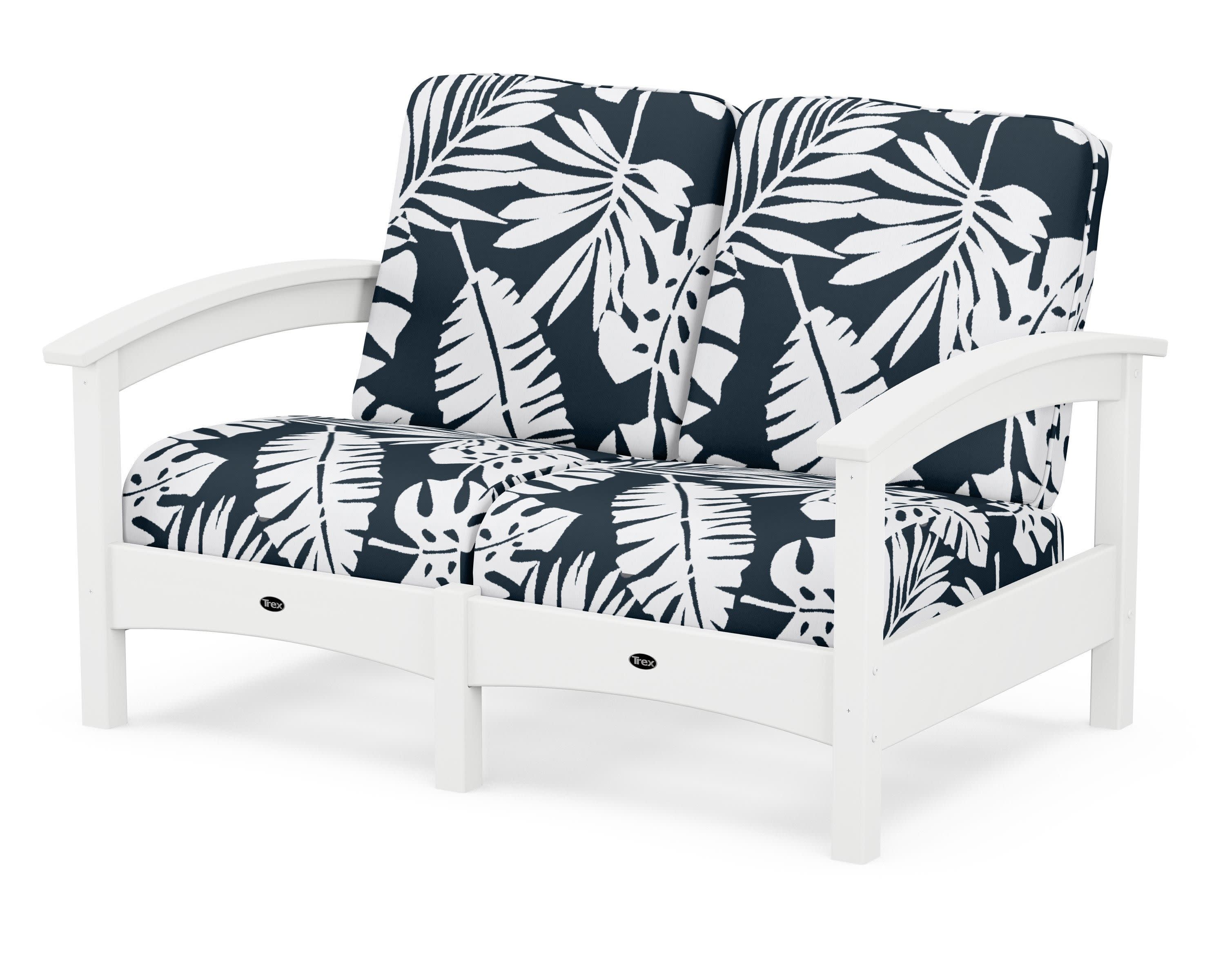 Rockport Club Loveseat in Classic White / Leaf Marine Indigo