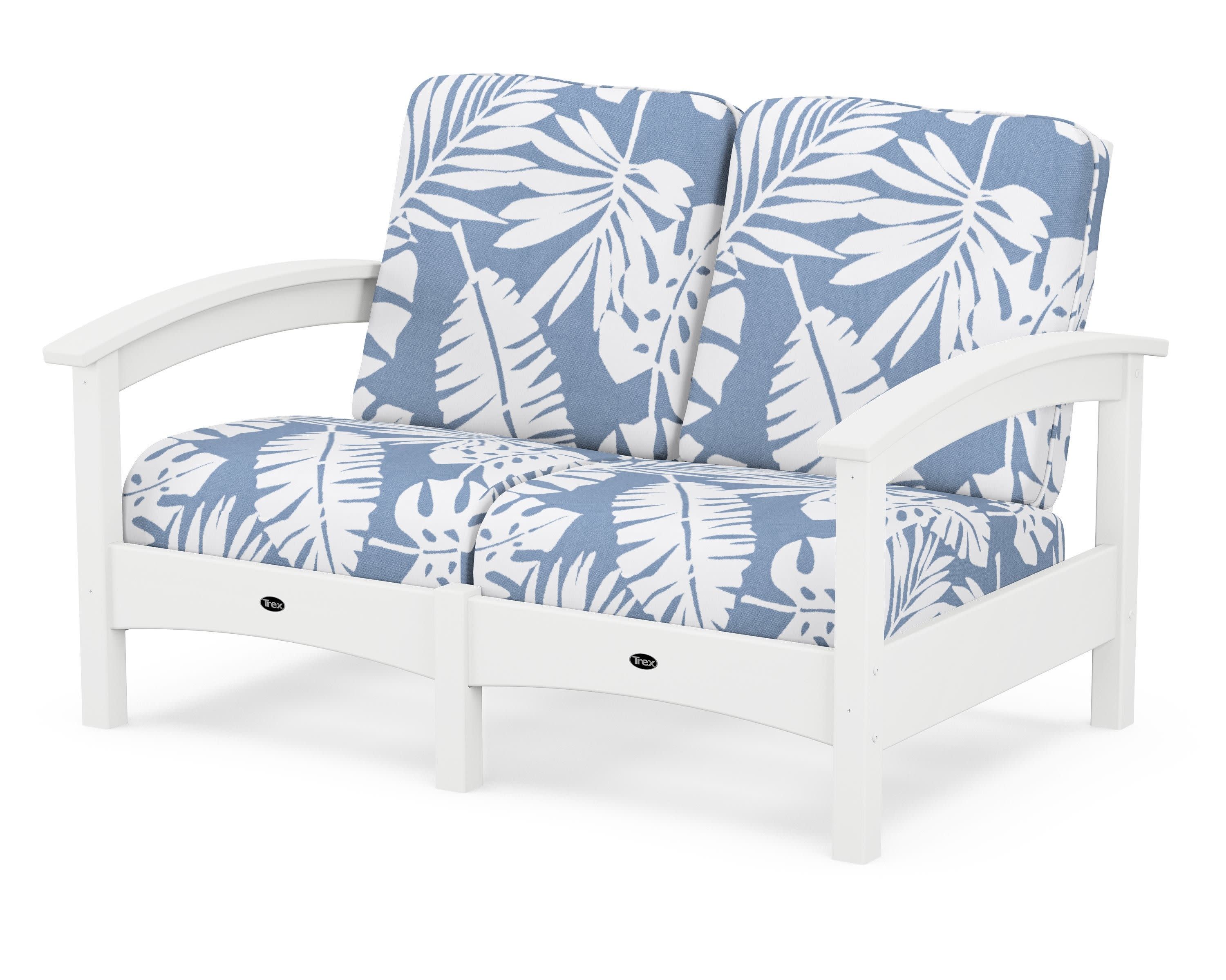 Rockport Club Loveseat in Classic White / Leaf Sky Blue