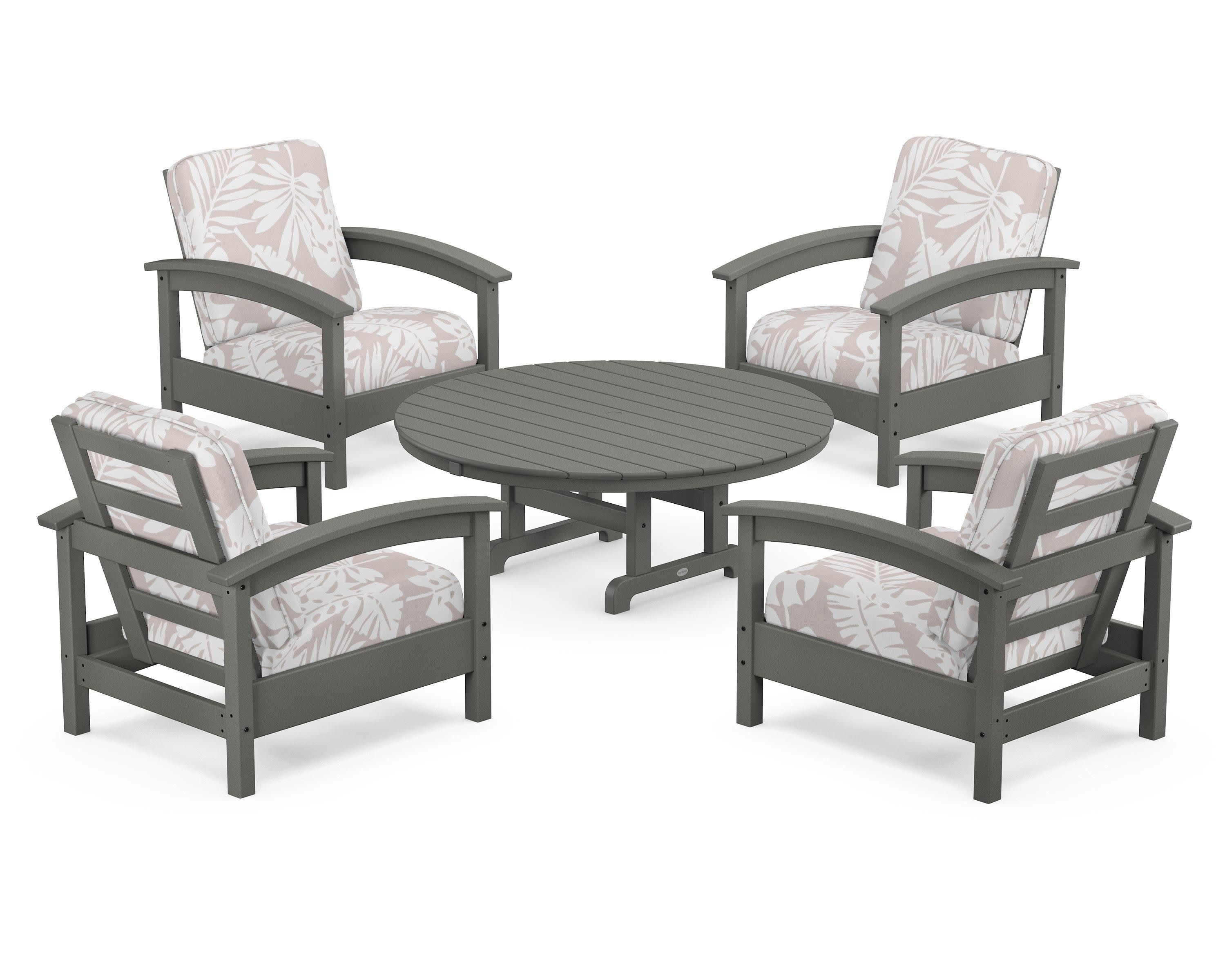 Rockport 5-Piece Deep Seating Set in Stepping Stone / Leaf Dune Burlap