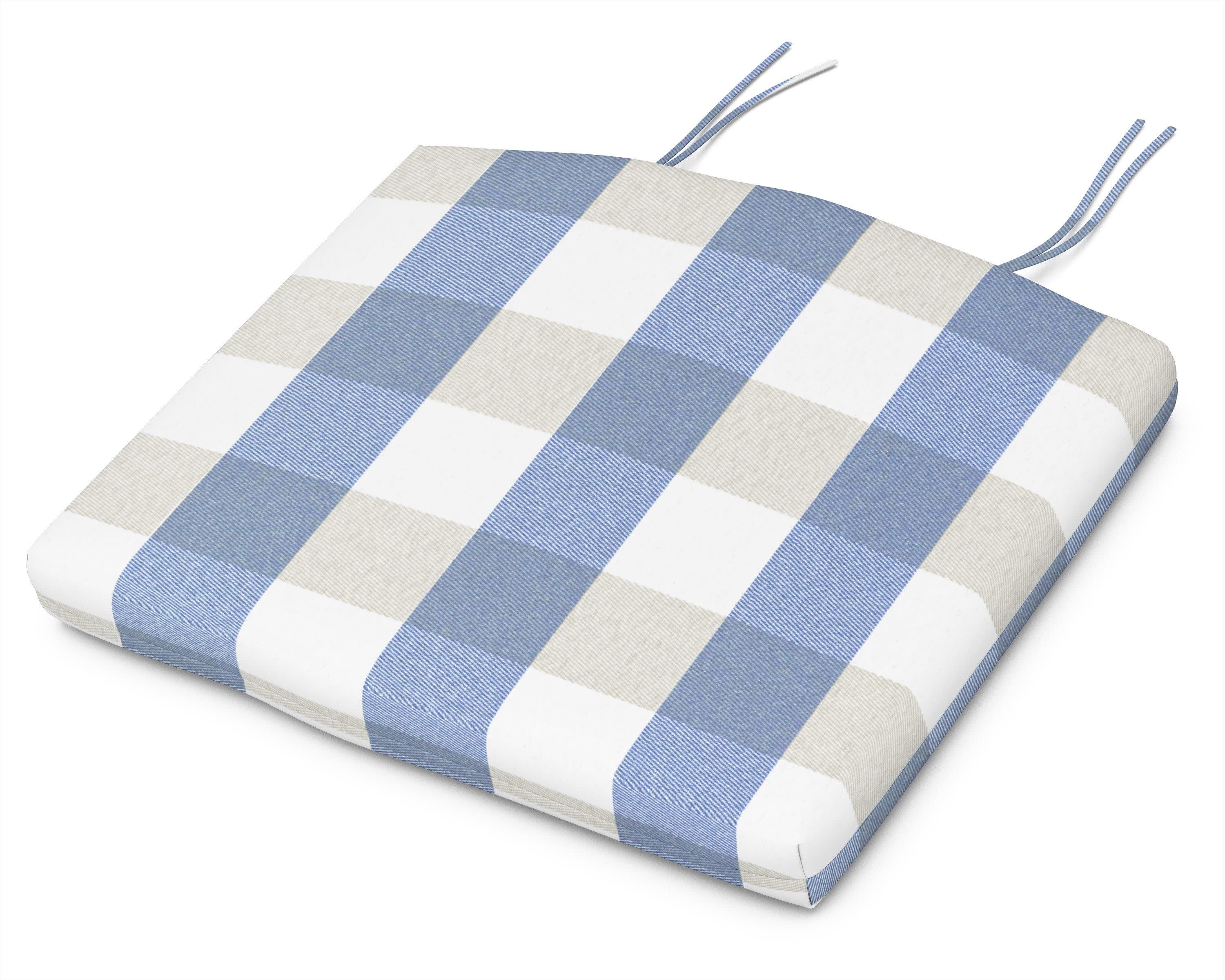 Seat Cushion - 20"W x 18.5"D x 2.5"H in Buffalo Plaid Sky Blue
