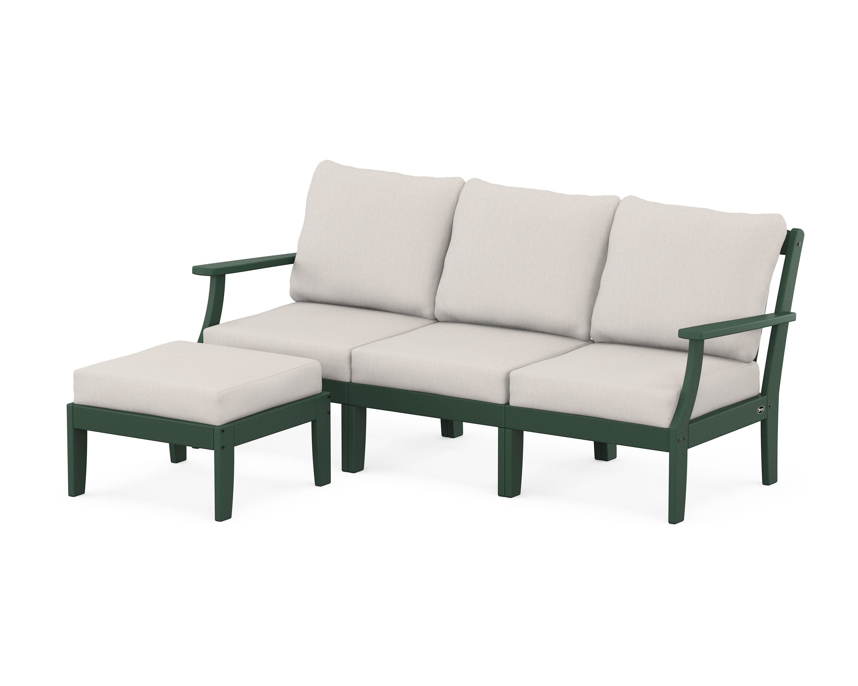 Yacht Club Modular 4-Piece Deep Seating Set with Ottoman in Rainforest Canopy / Cast Ash