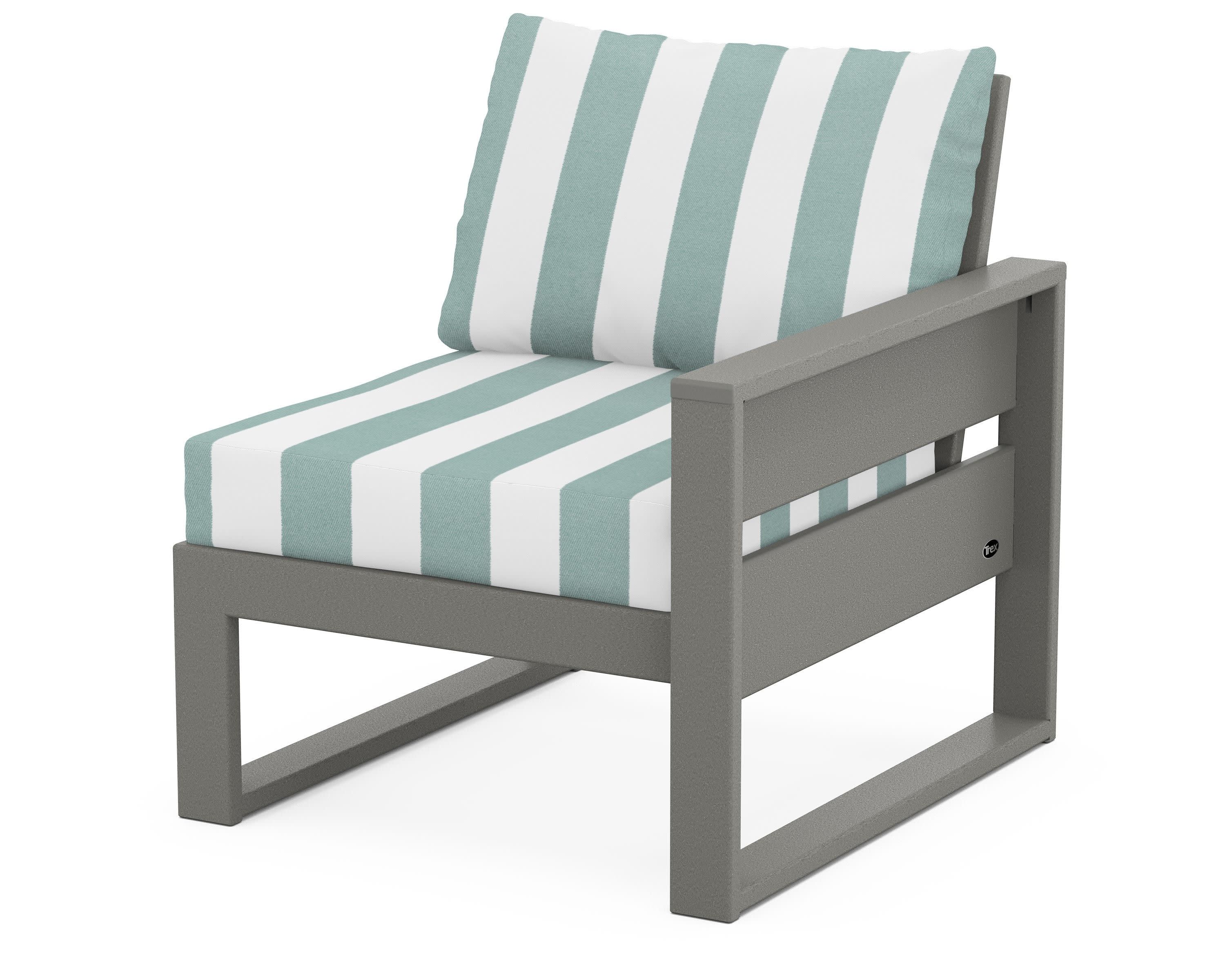 Eastport Modular Right Arm Chair in Stepping Stone / Cabana Stripe Glacier Spa