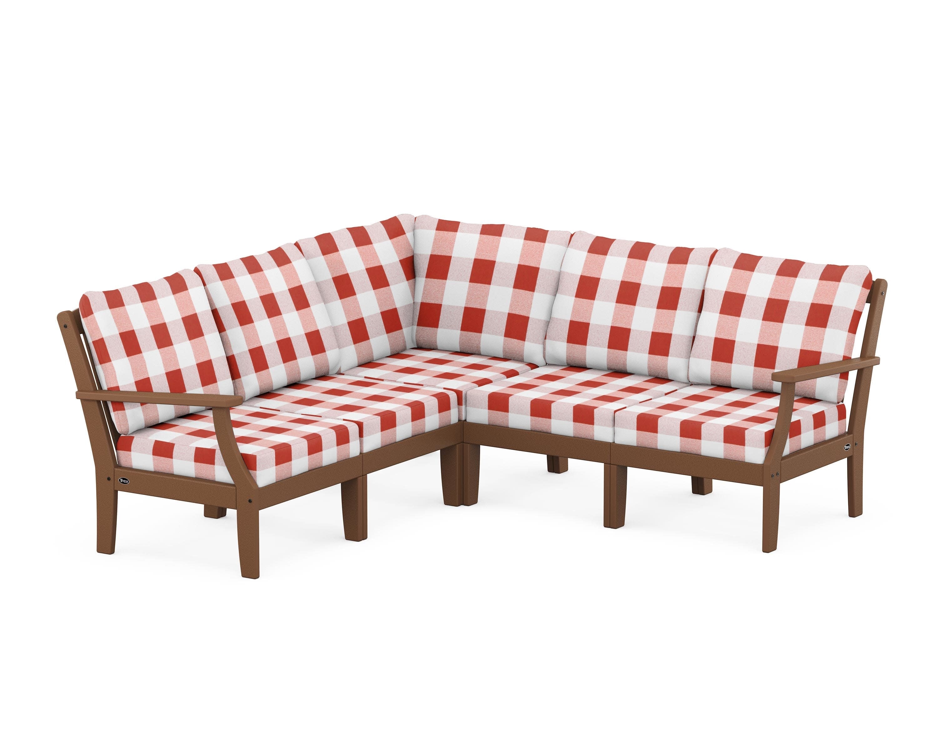 Yacht Club Modular 5-Piece Deep Seating Set in Tree House / Buffalo Plaid Crimson