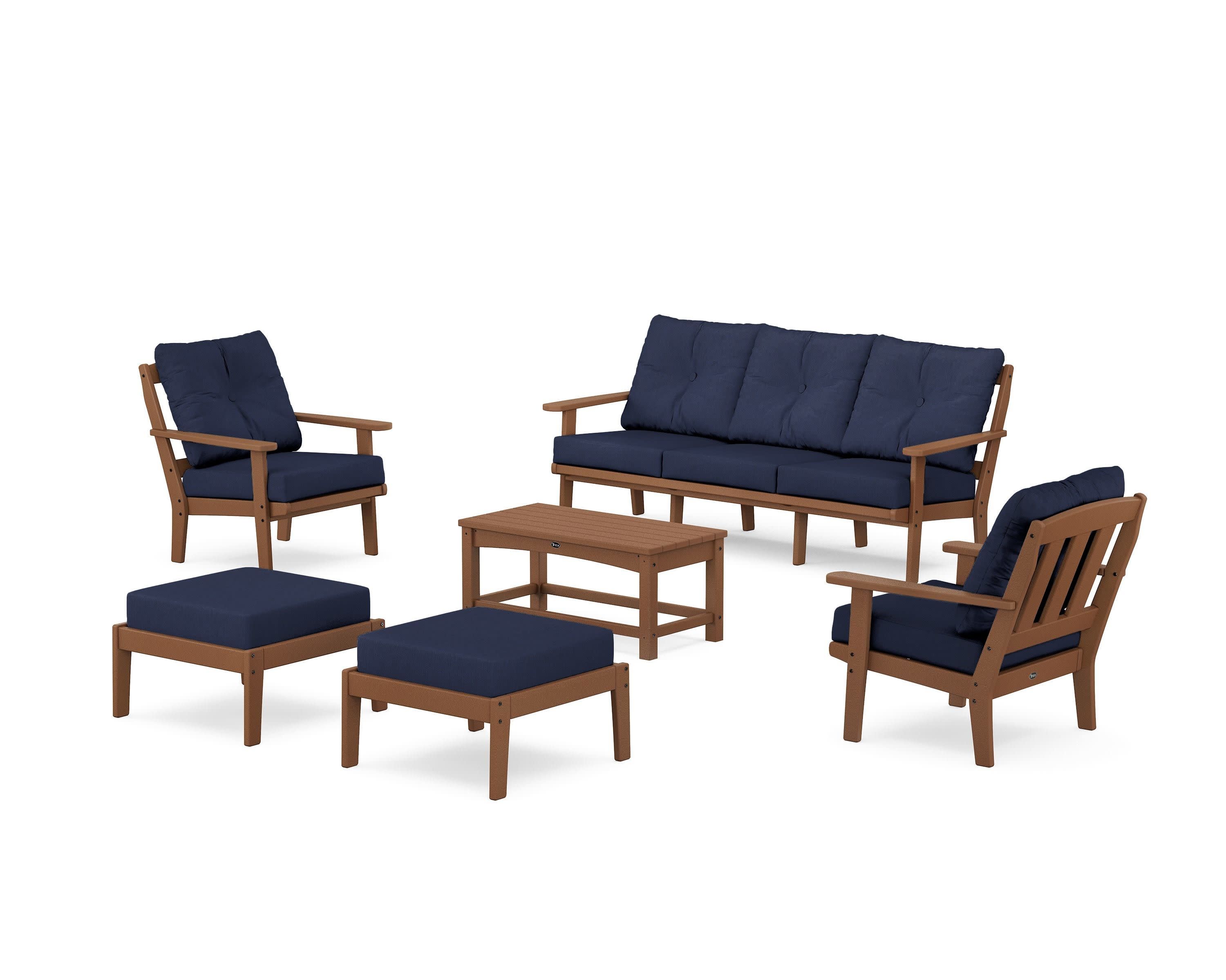 Cape Cod 6-Piece Lounge Sofa Set in Tree House / Spectrum Indigo