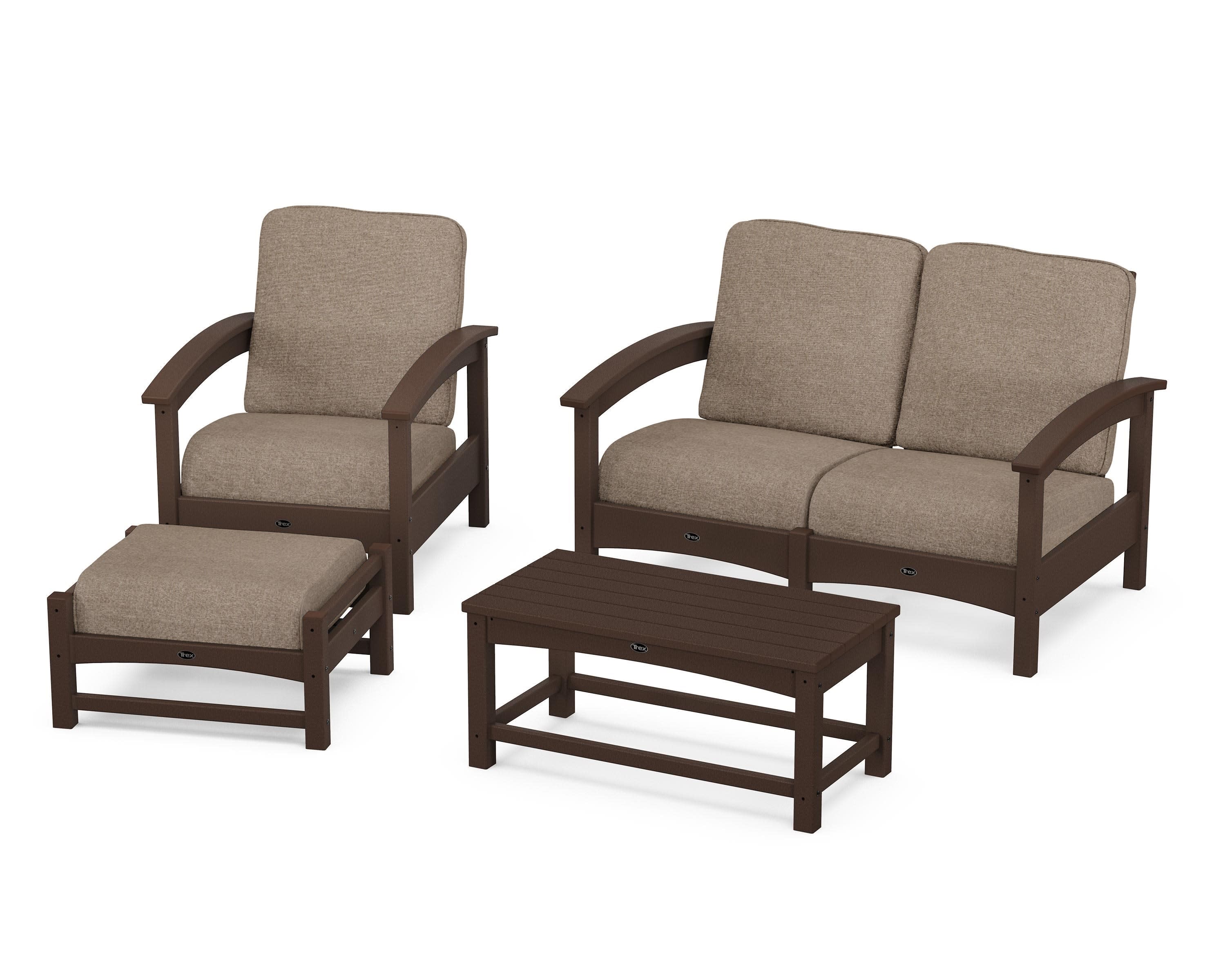 Rockport 4-Piece Deep Seating Conversation Group in Vintage Lantern / Spiced Burlap