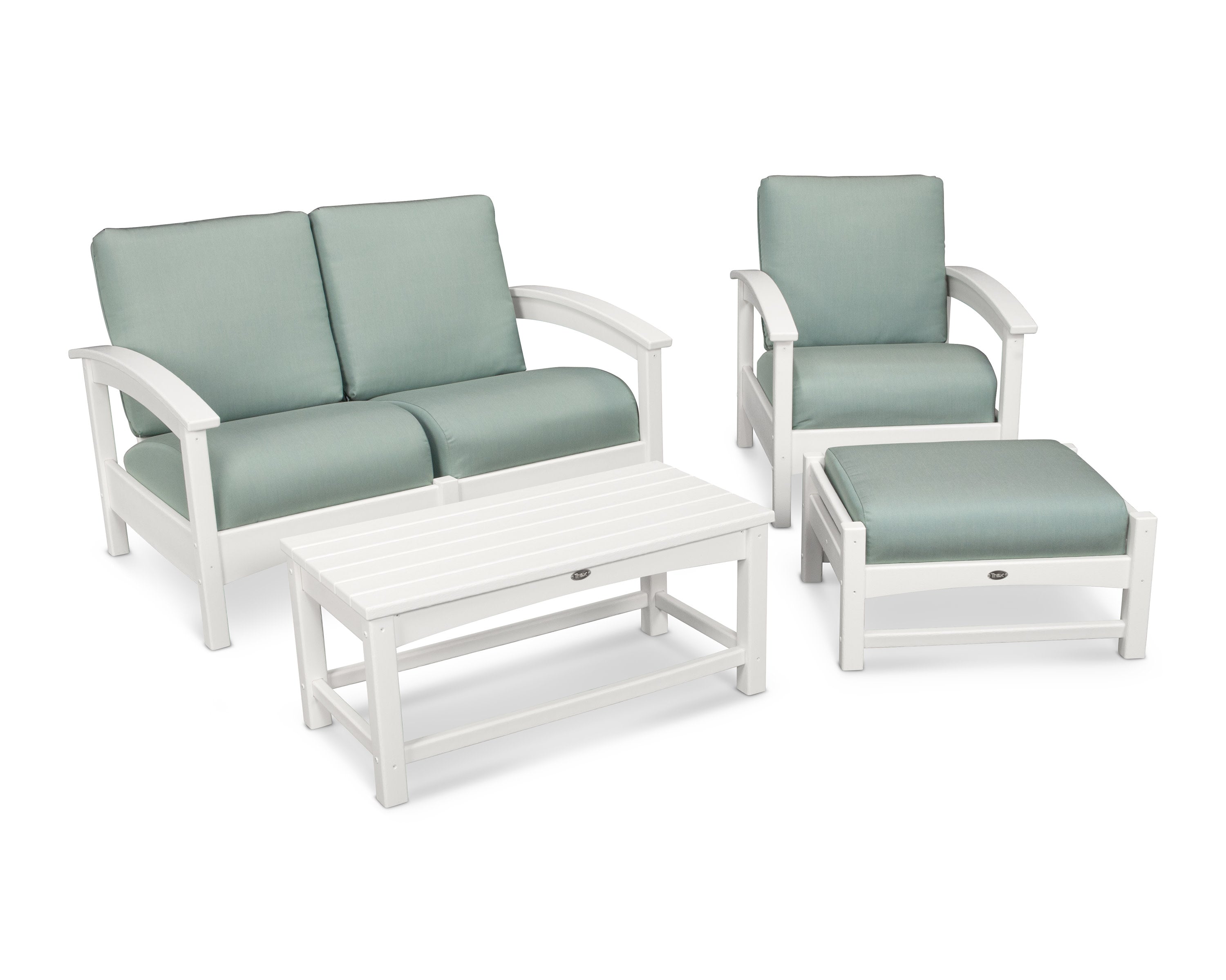 Rockport 4-Piece Deep Seating Conversation Group in Classic White / Spa