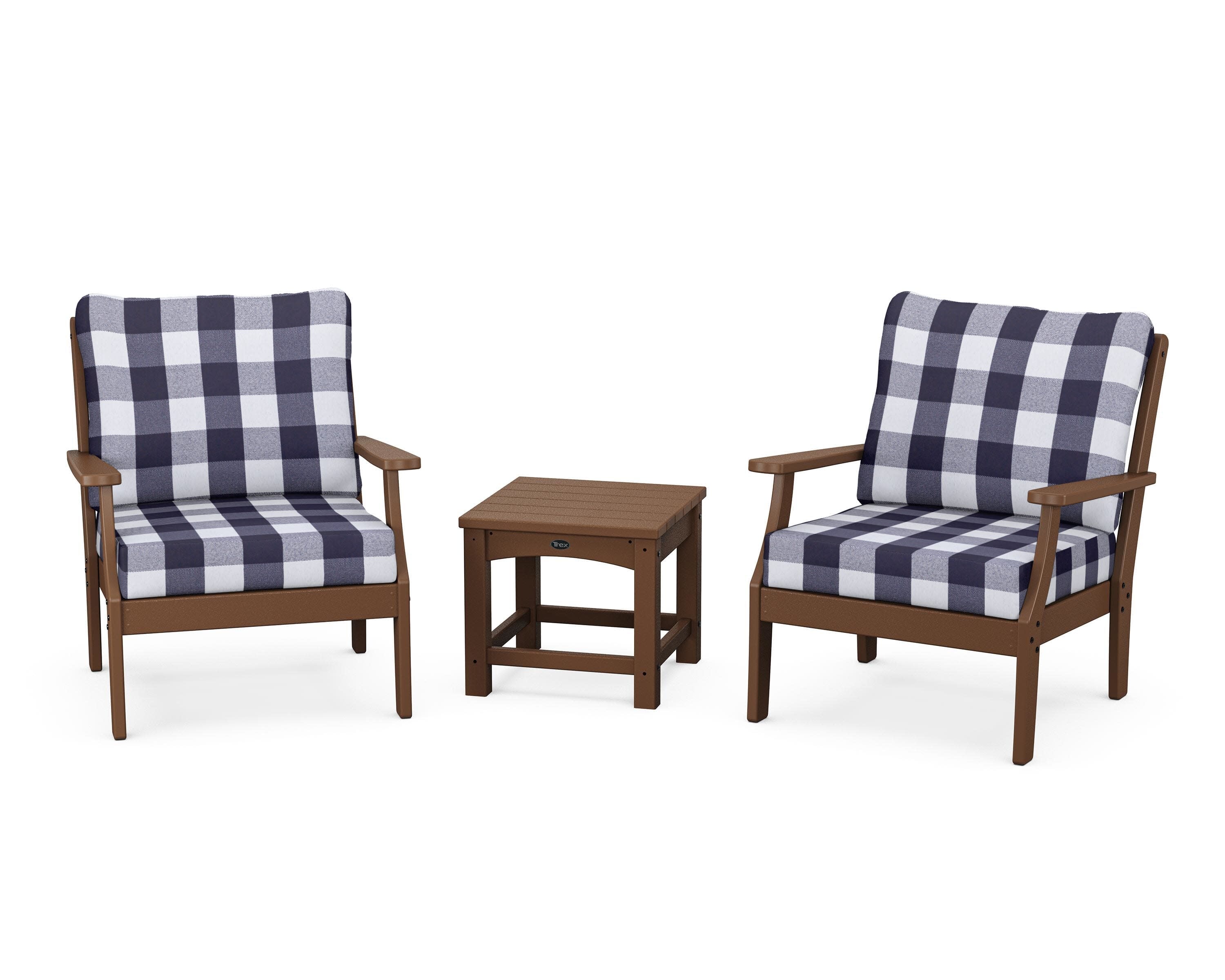 Yacht Club 3-Piece Deep Seating Set in Tree House / Buffalo Plaid Navy
