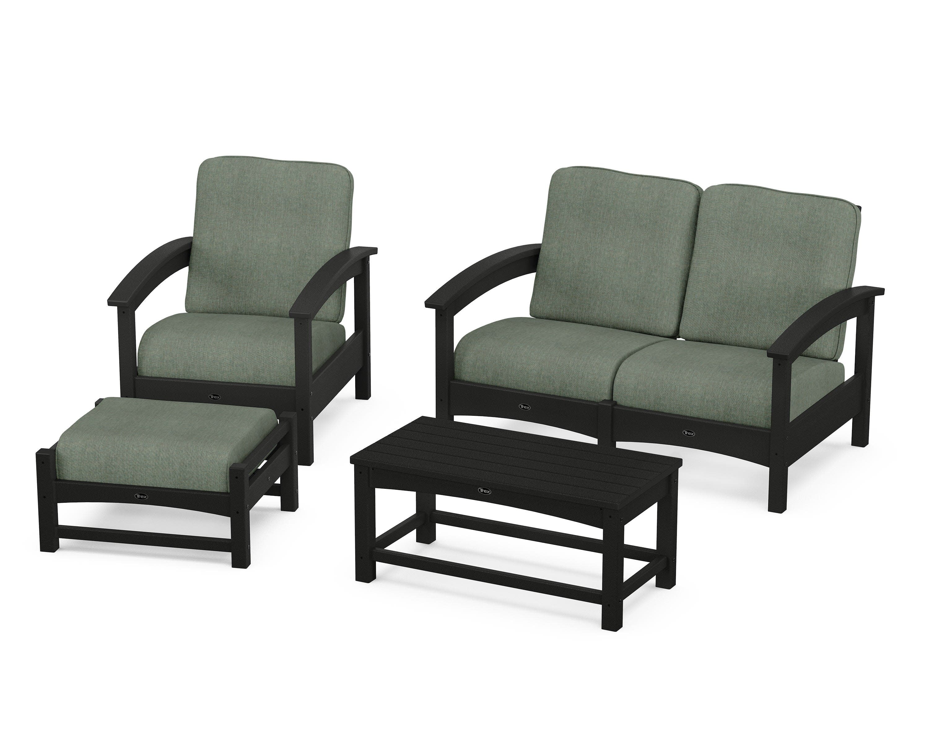 Rockport 4-Piece Deep Seating Conversation Group in Charcoal Black / Cast Sage
