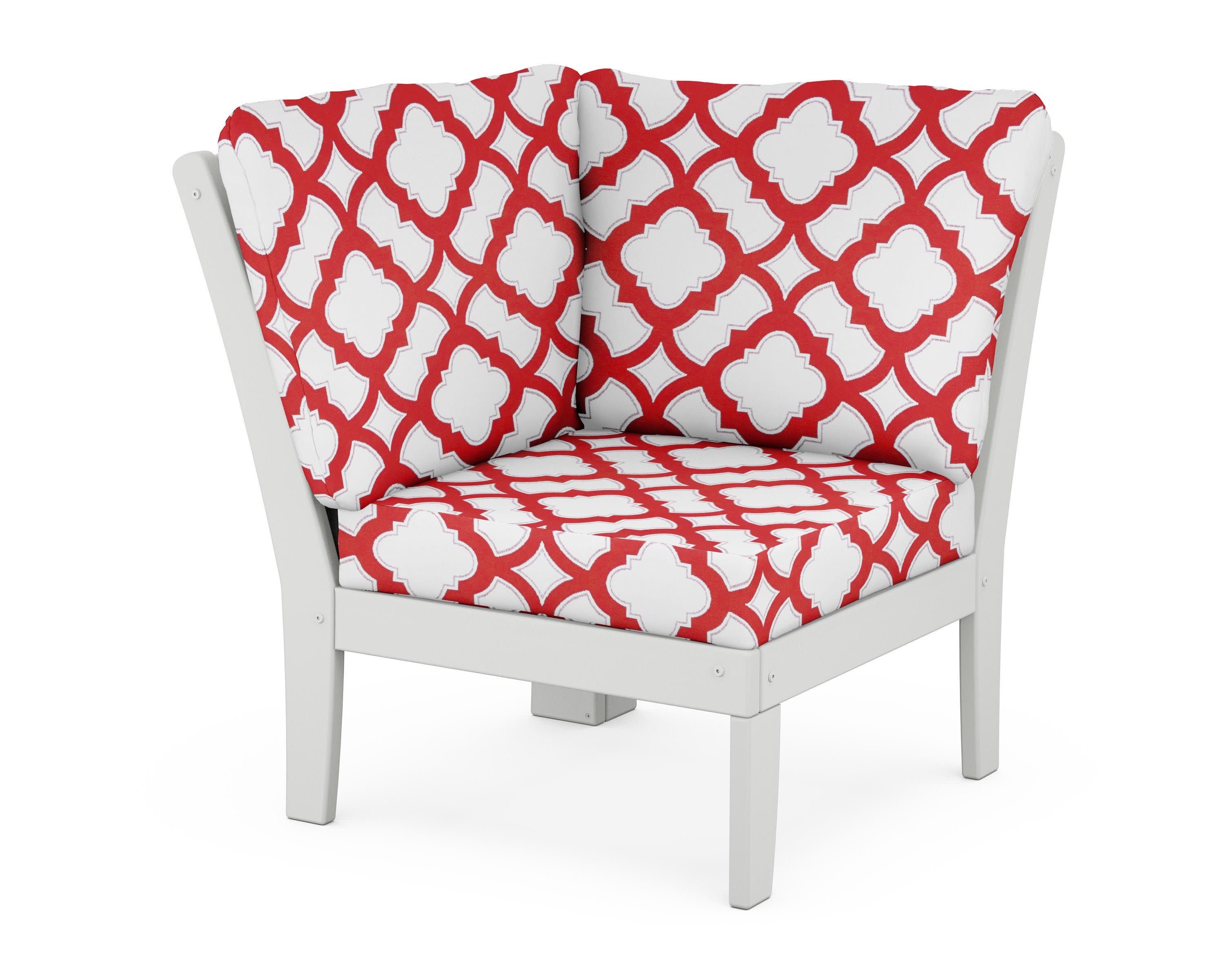 Yacht Club Modular Corner Chair in Classic White / Trellis Crimson
