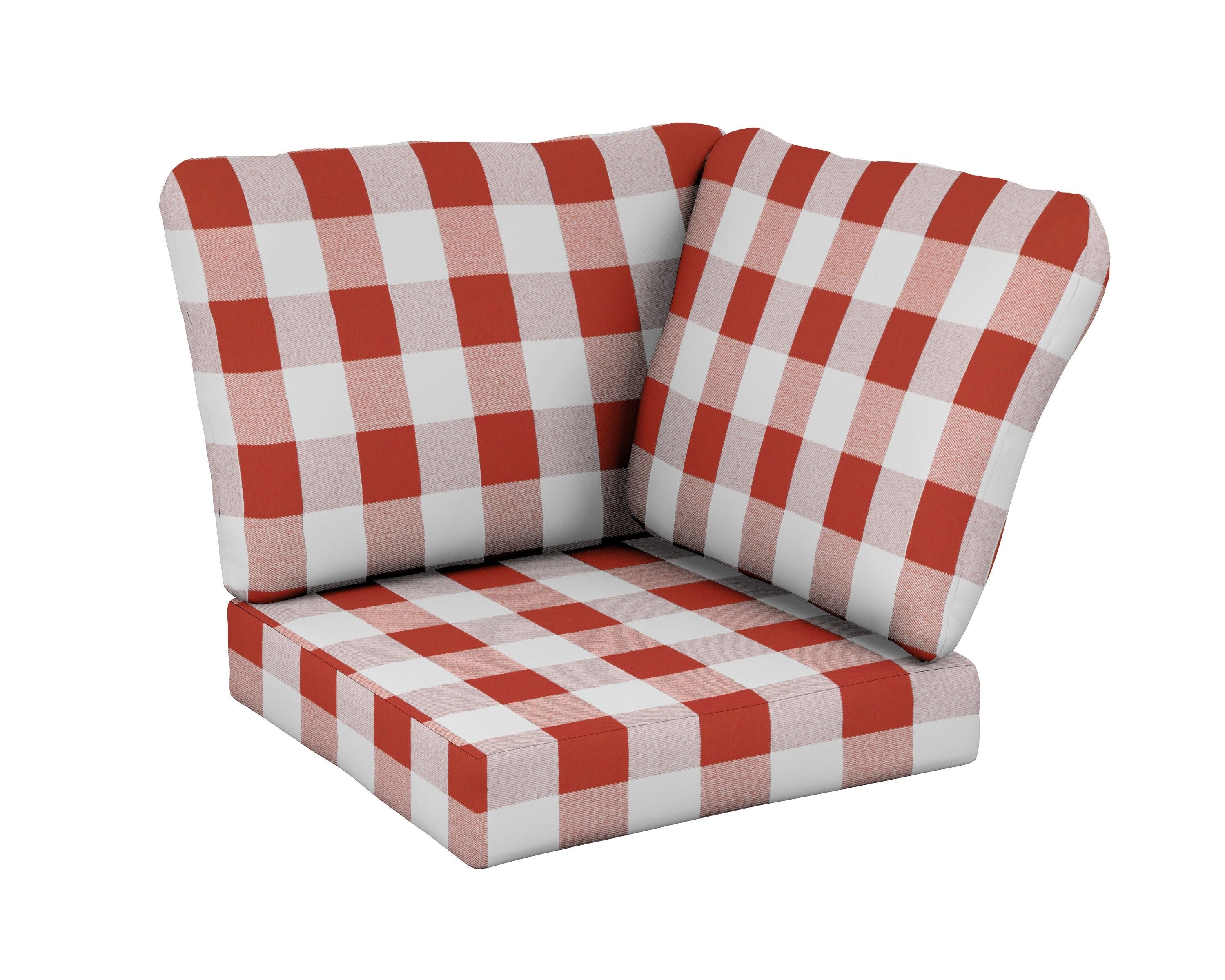 Baffle Modular Corner Cushion in Buffalo Plaid Crimson