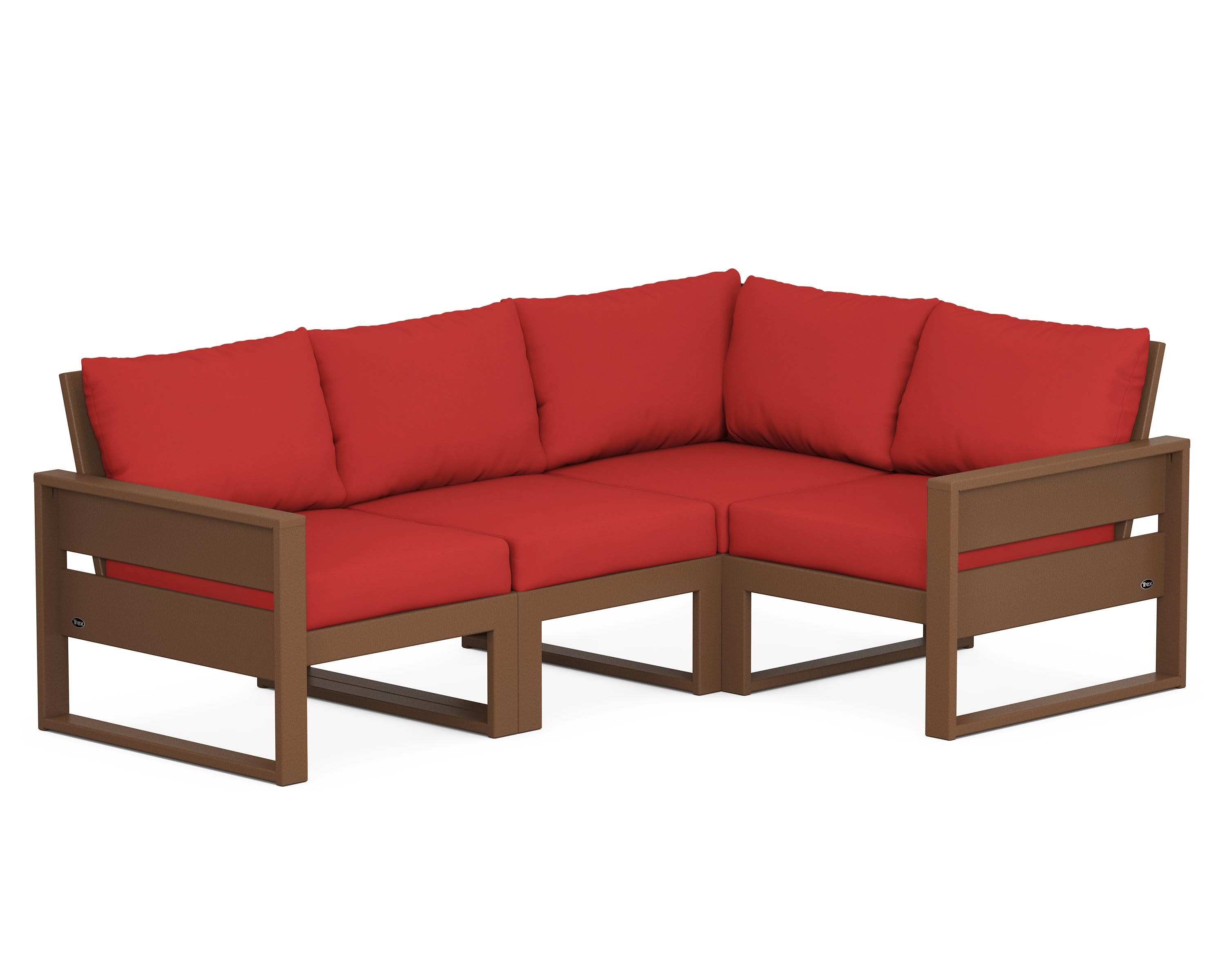 Eastport 4- Piece Sectional in Tree House / Crimson Linen
