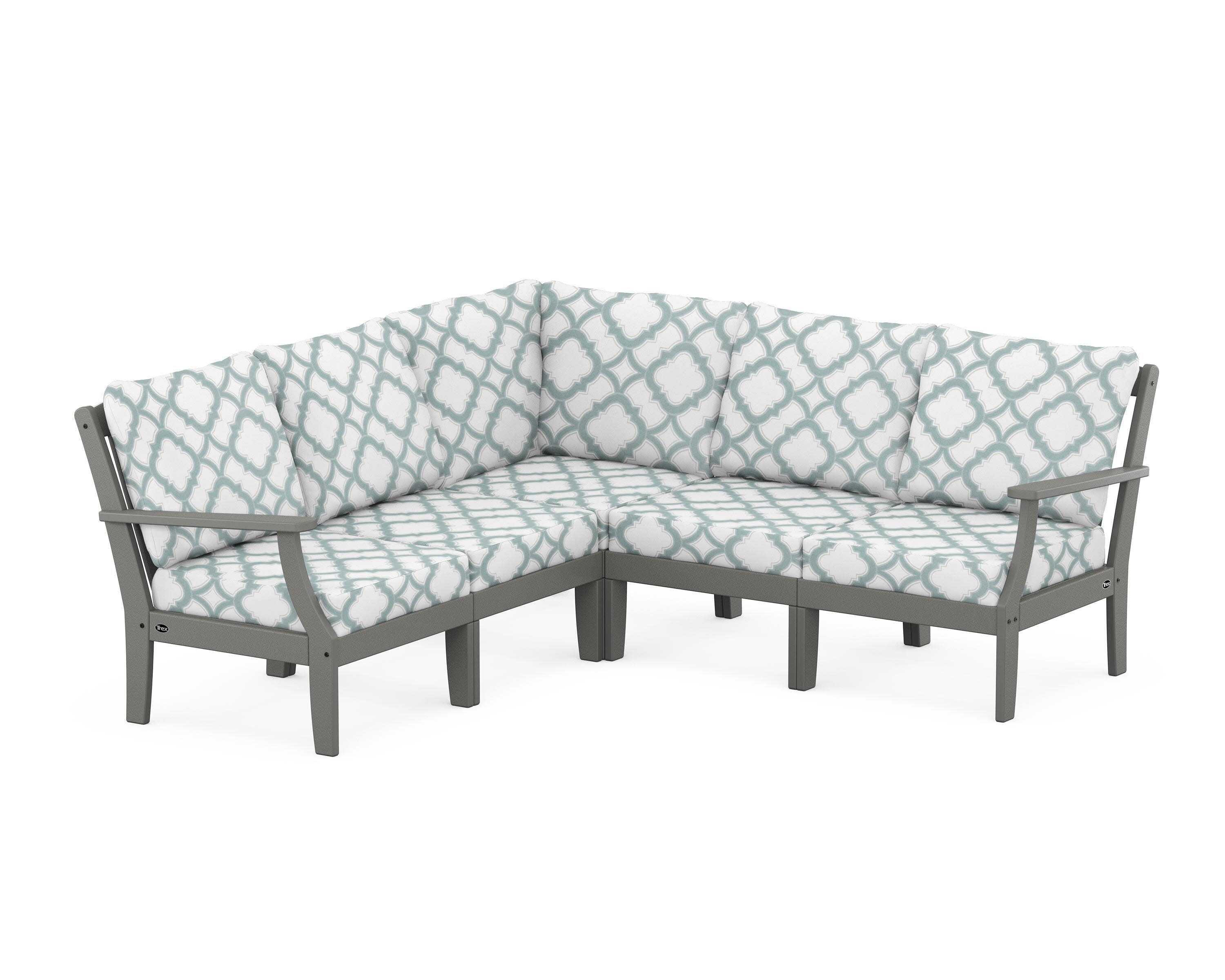 Yacht Club Modular 5-Piece Deep Seating Set in Stepping Stone / Trellis Glacier Spa