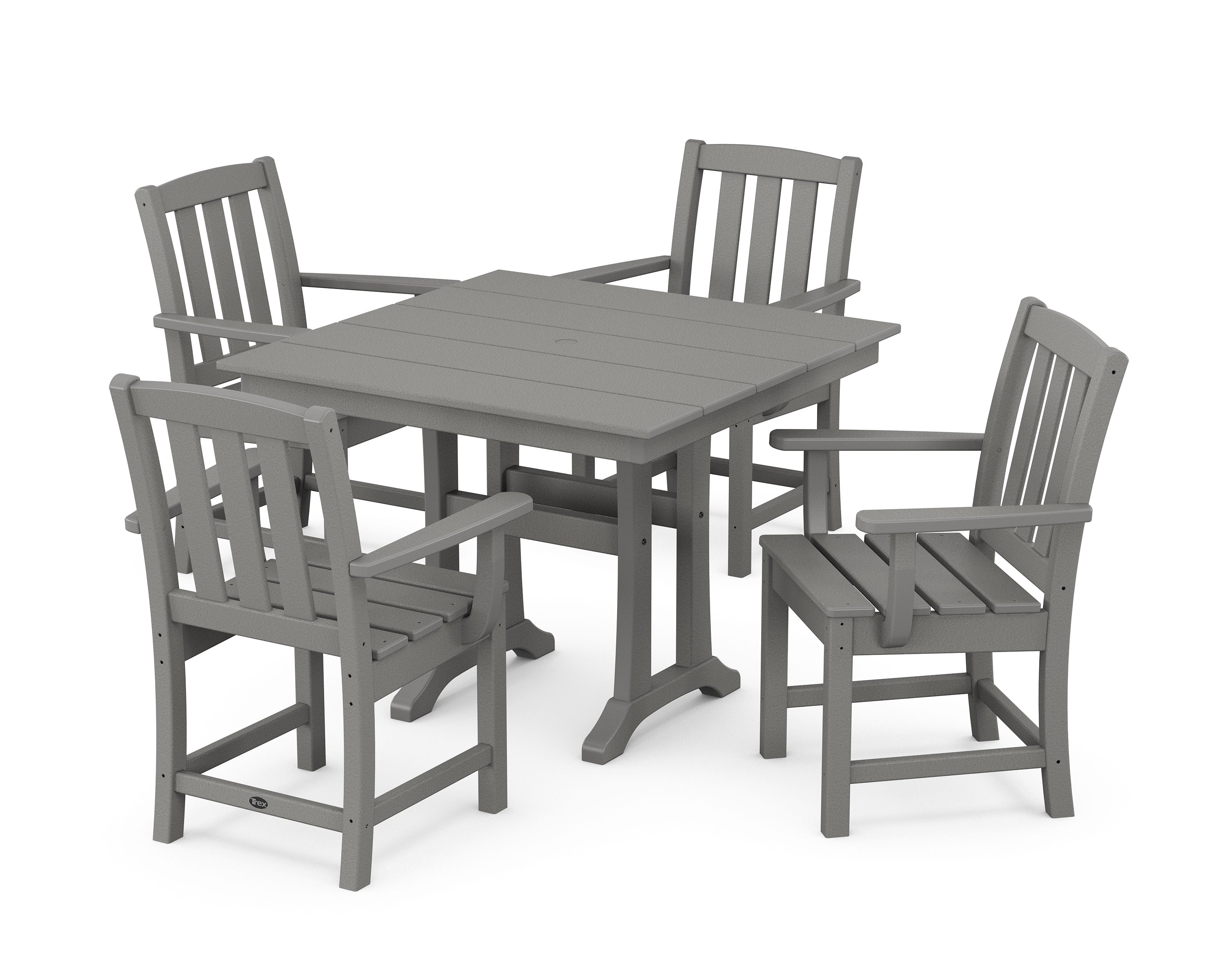 Cape Cod 5-Piece Farmhouse Dining Set with Trestle Legs in Stepping Stone