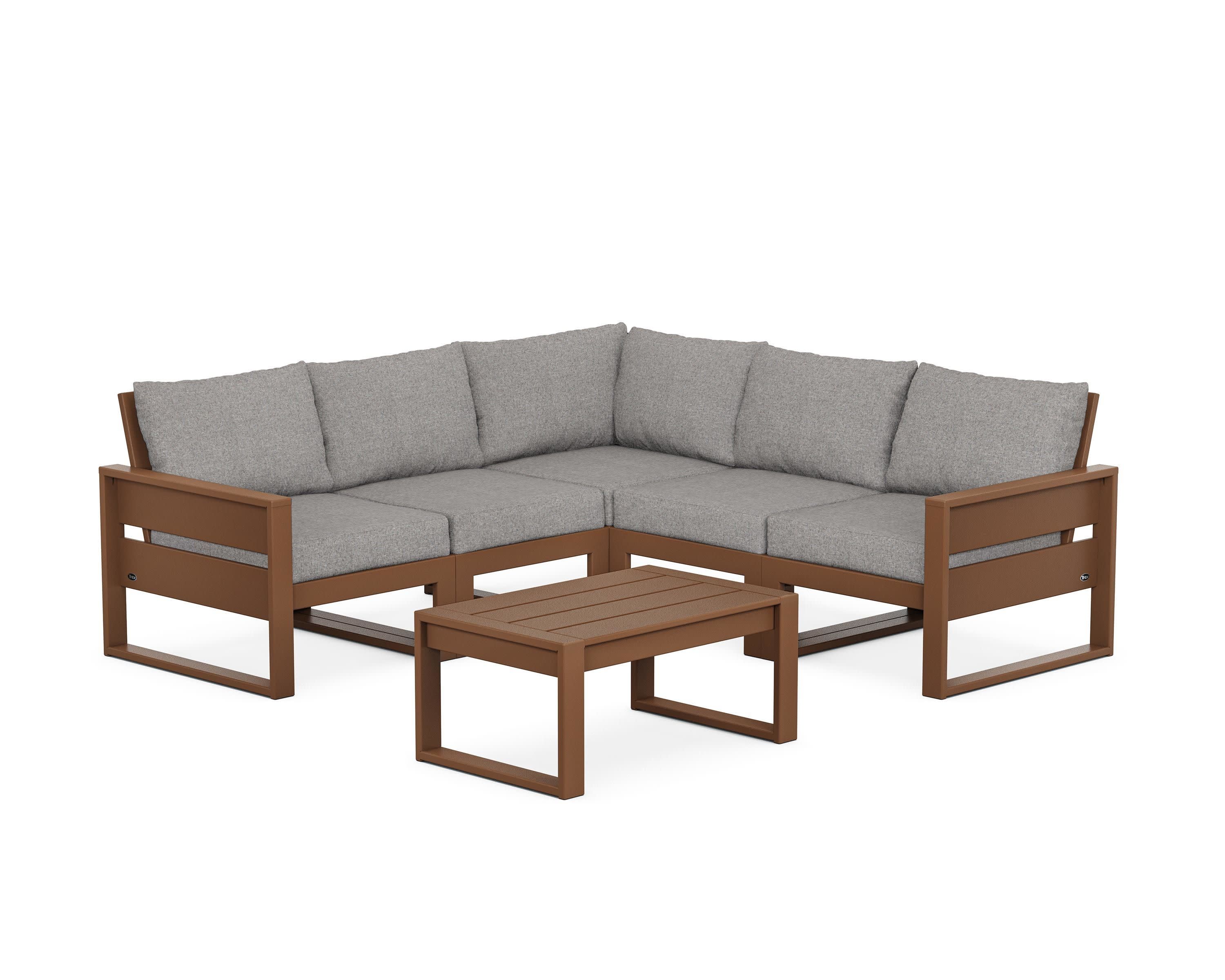 Eastport 6-Piece Deep Seating Sectional + Coffee Table Set in Tree House / Grey Mist
