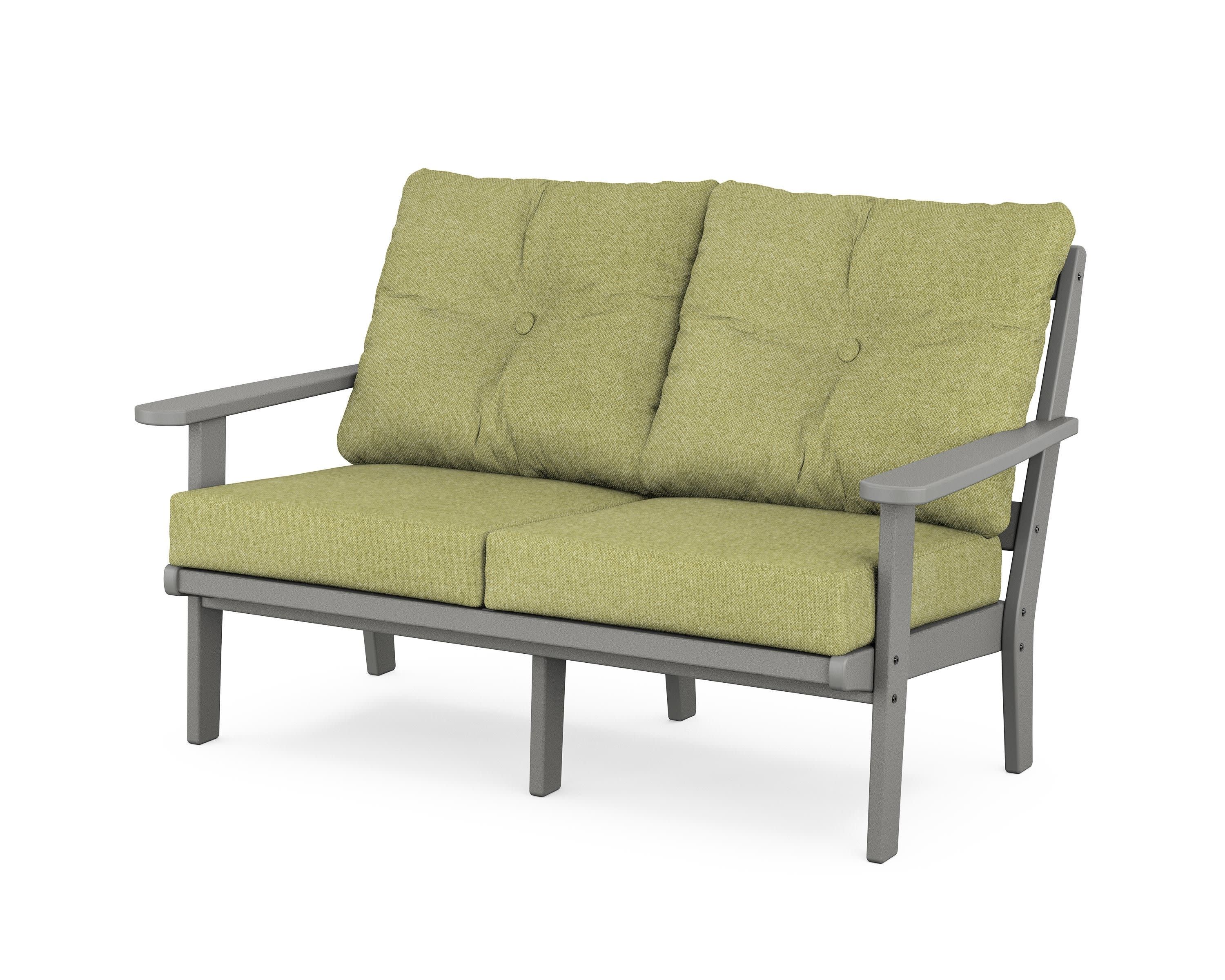 Cape Cod Deep Seating Loveseat in Stepping Stone / Chartreuse Boucle