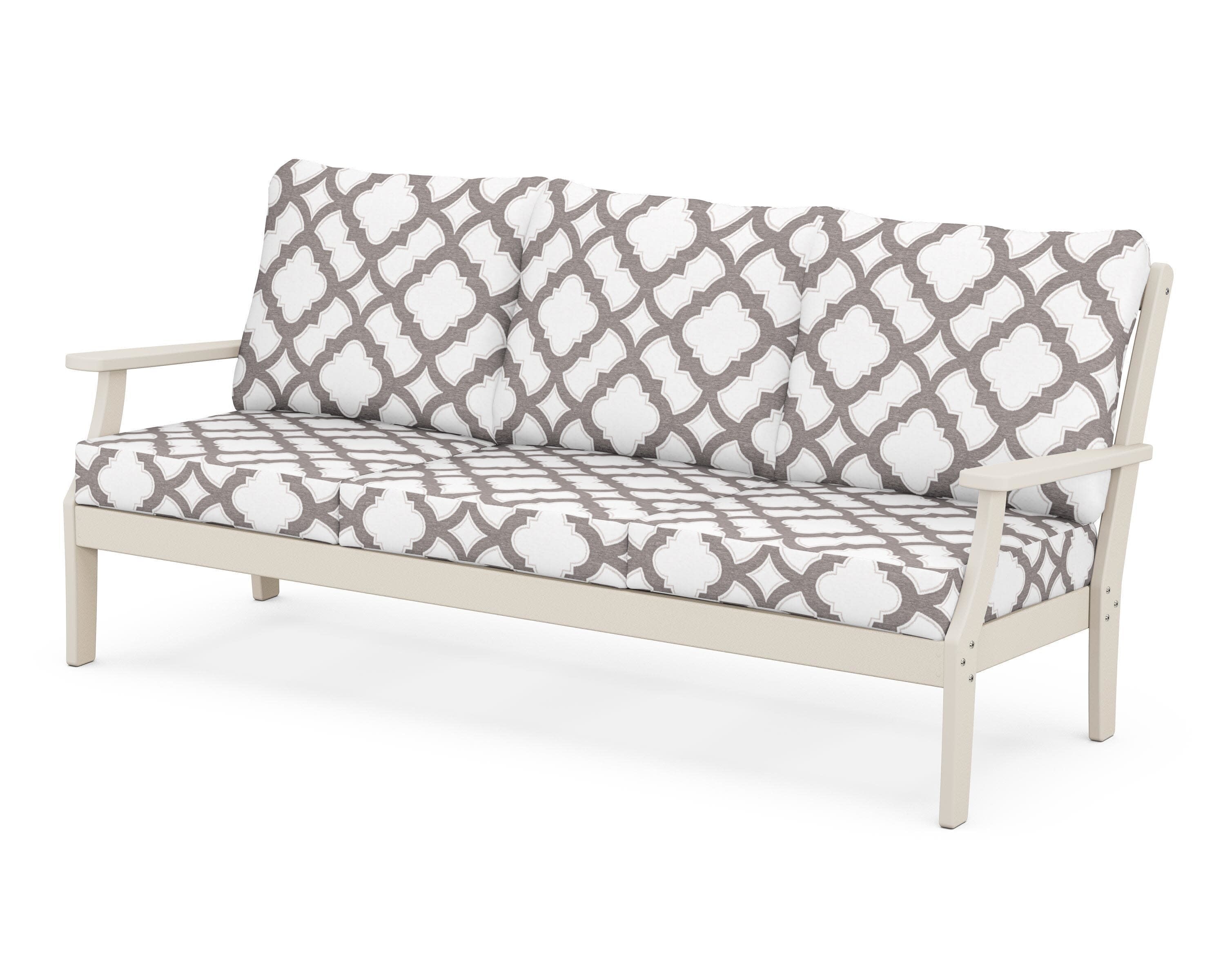 Yacht Club Deep Seating Sofa in Sand Castle / Trellis Grey Mist