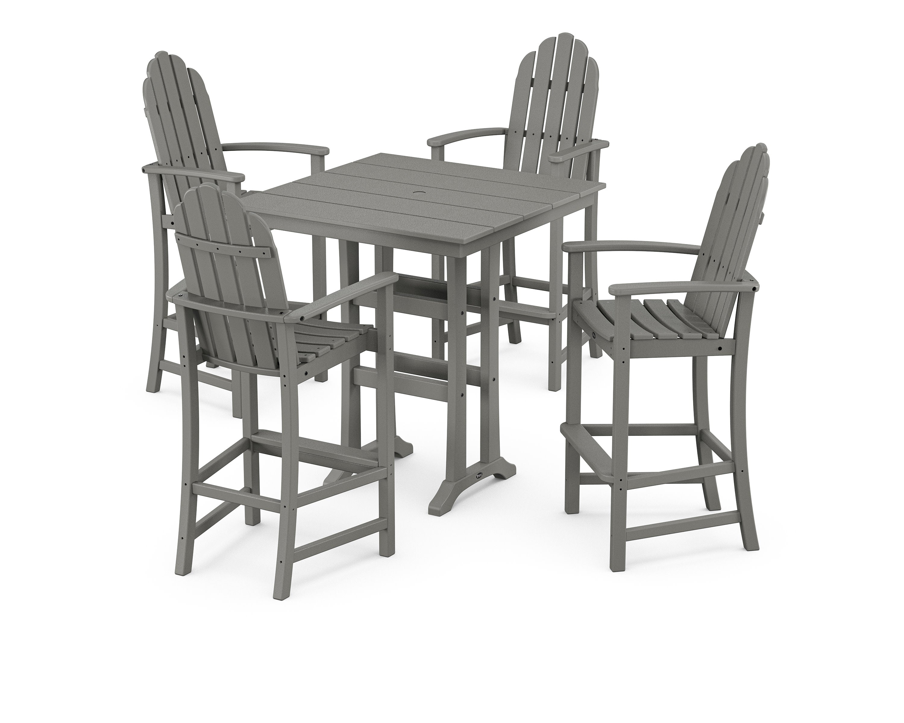 Yacht Club 5-Piece Farmhouse Trestle Arm Chair Bar Set