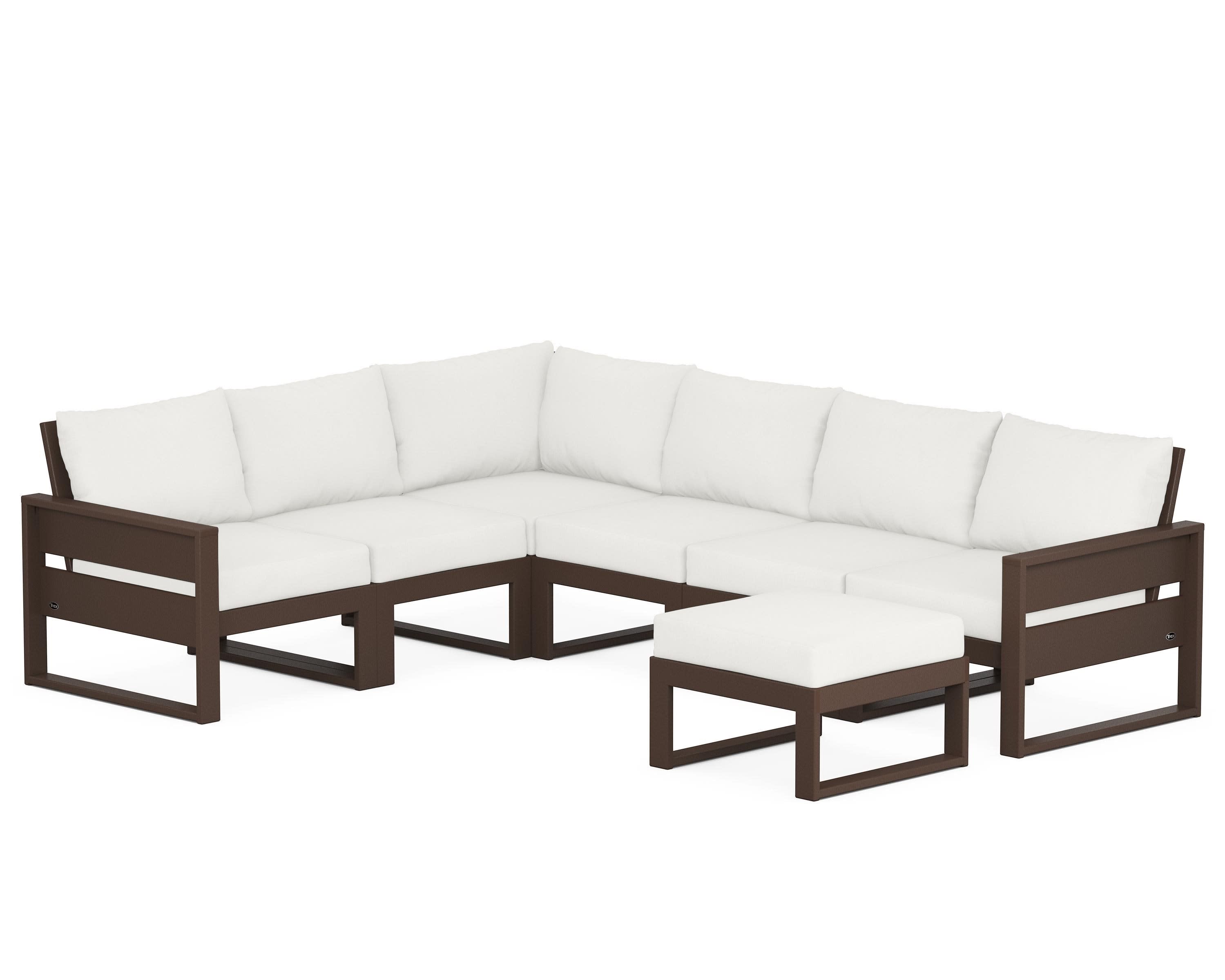 Eastport 6-Piece Sectional with Ottoman in Vintage Lantern / Natural Linen
