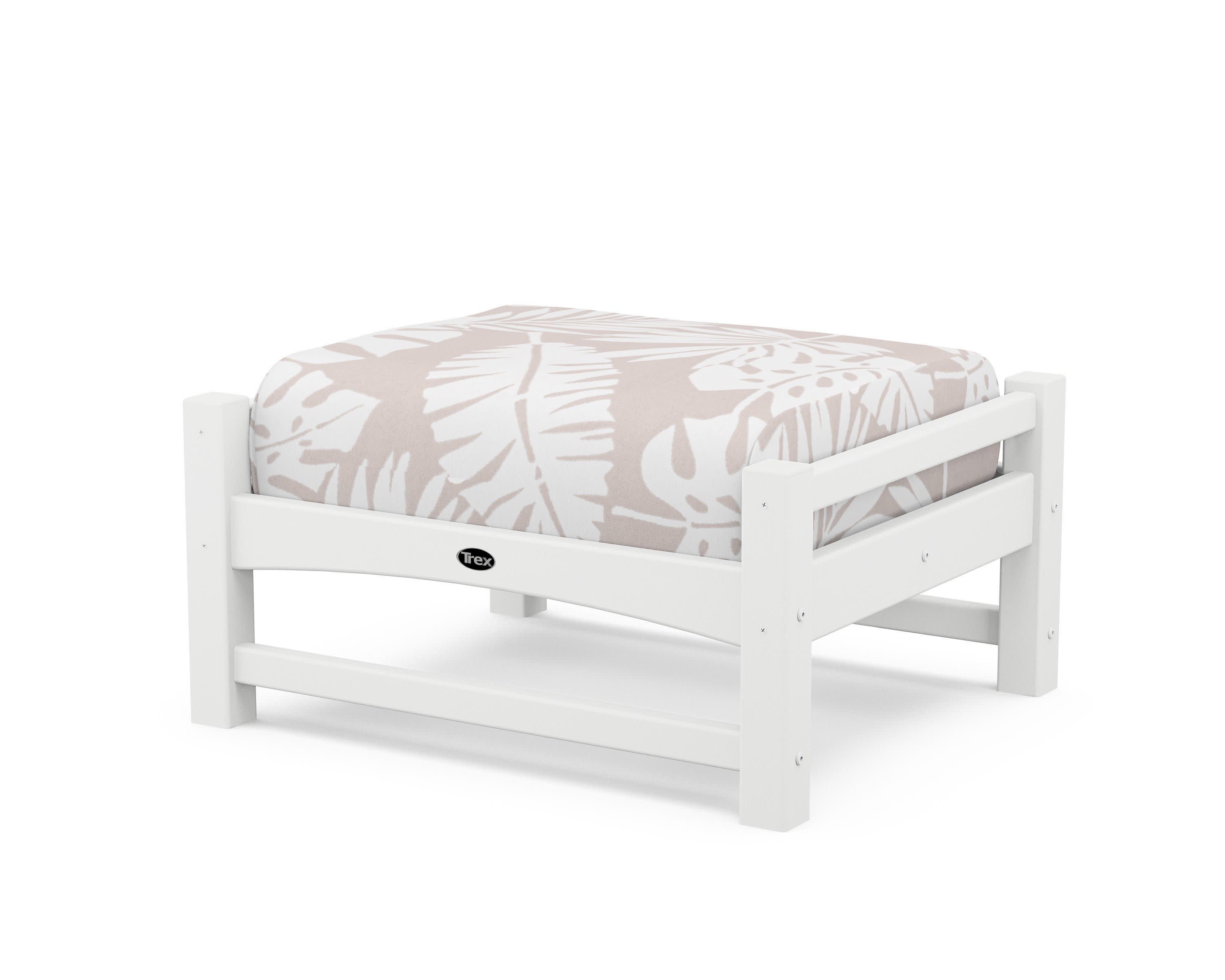 Rockport Club Ottoman in Classic White / Leaf Dune Burlap