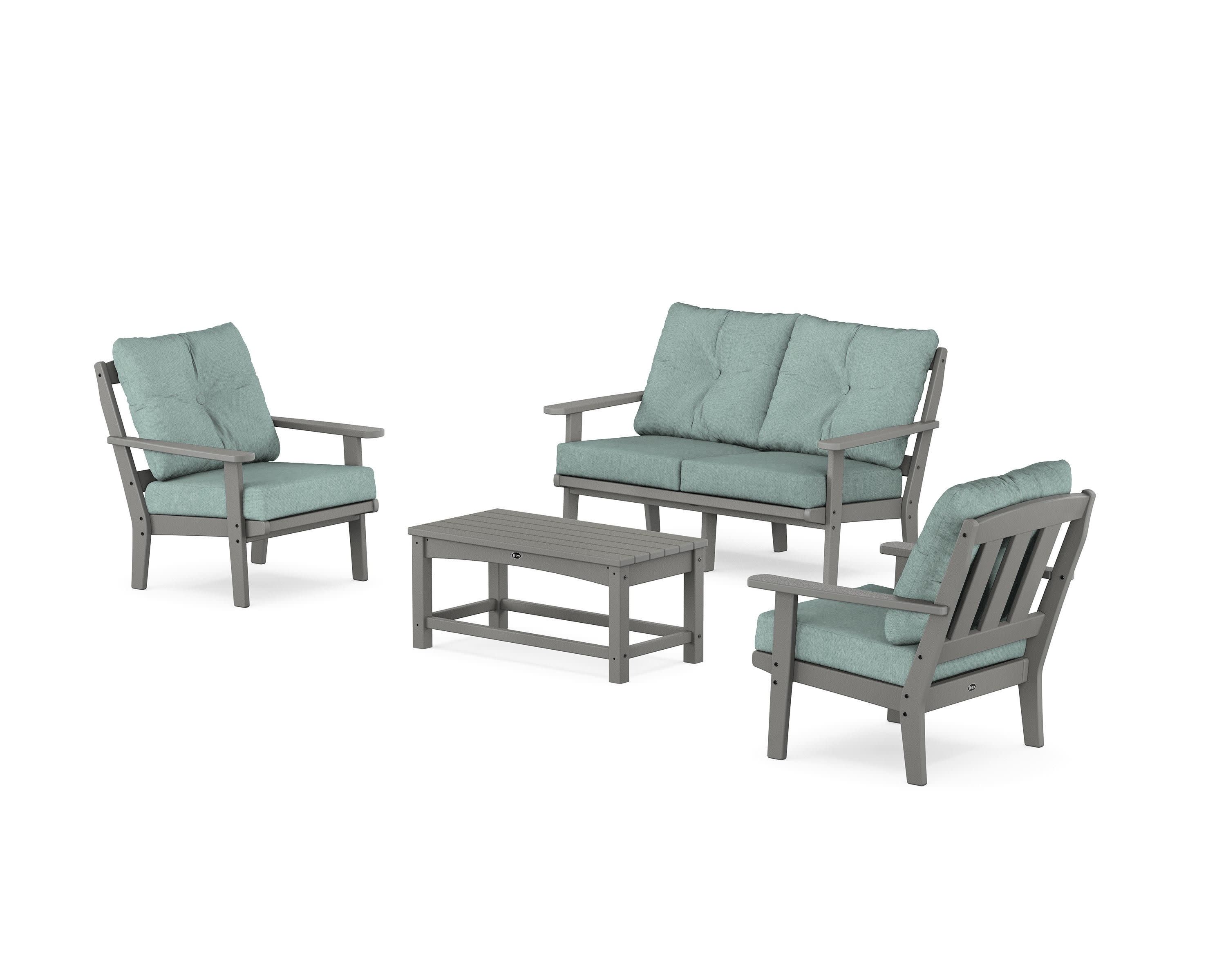 Cape Cod 4-Piece Deep Seating Set with Loveseat in Stepping Stone / Glacier Spa