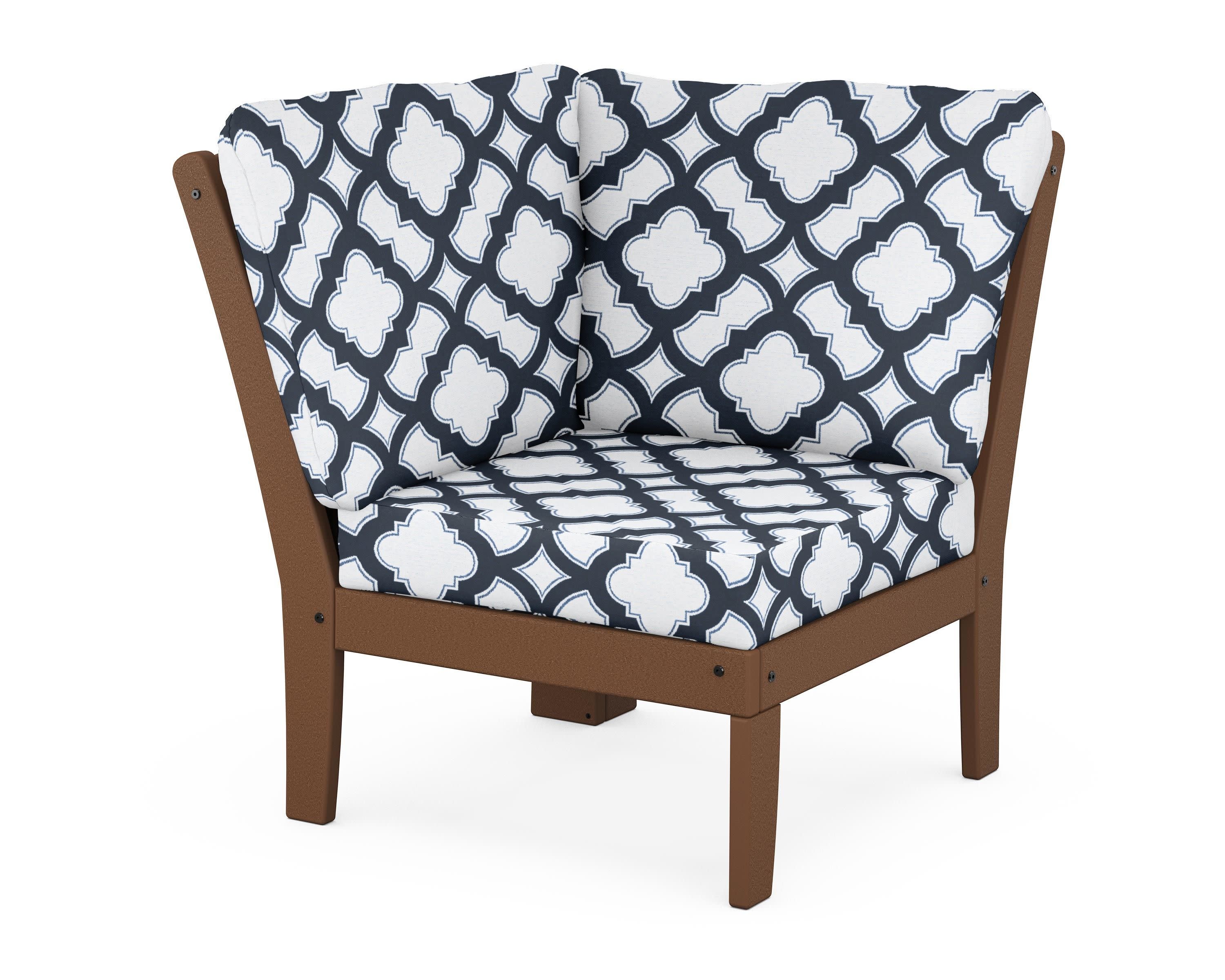 Yacht Club Modular Corner Chair in Tree House / Trellis Marine Indigo