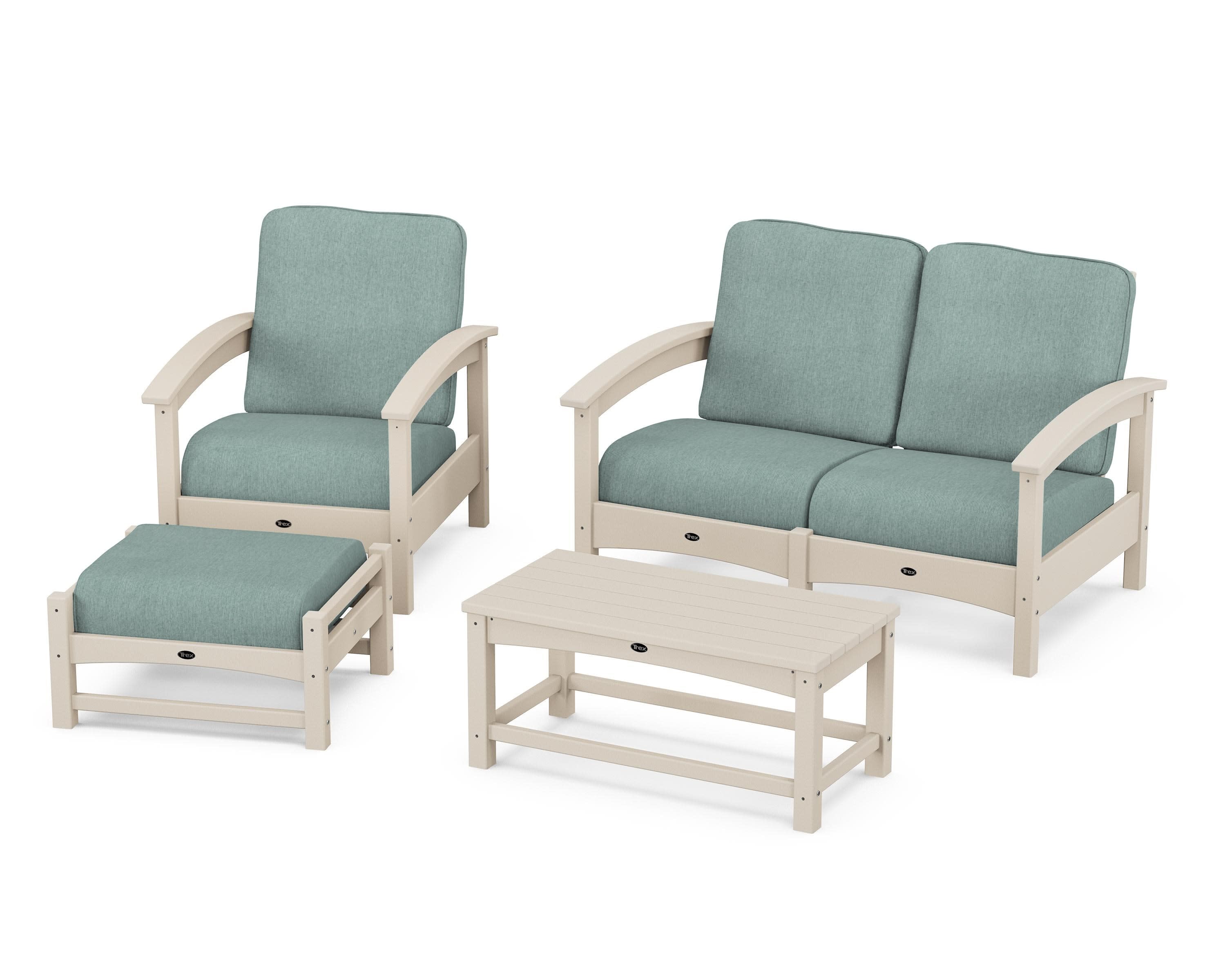 Rockport 4-Piece Deep Seating Conversation Group in Sand Castle / Glacier Spa