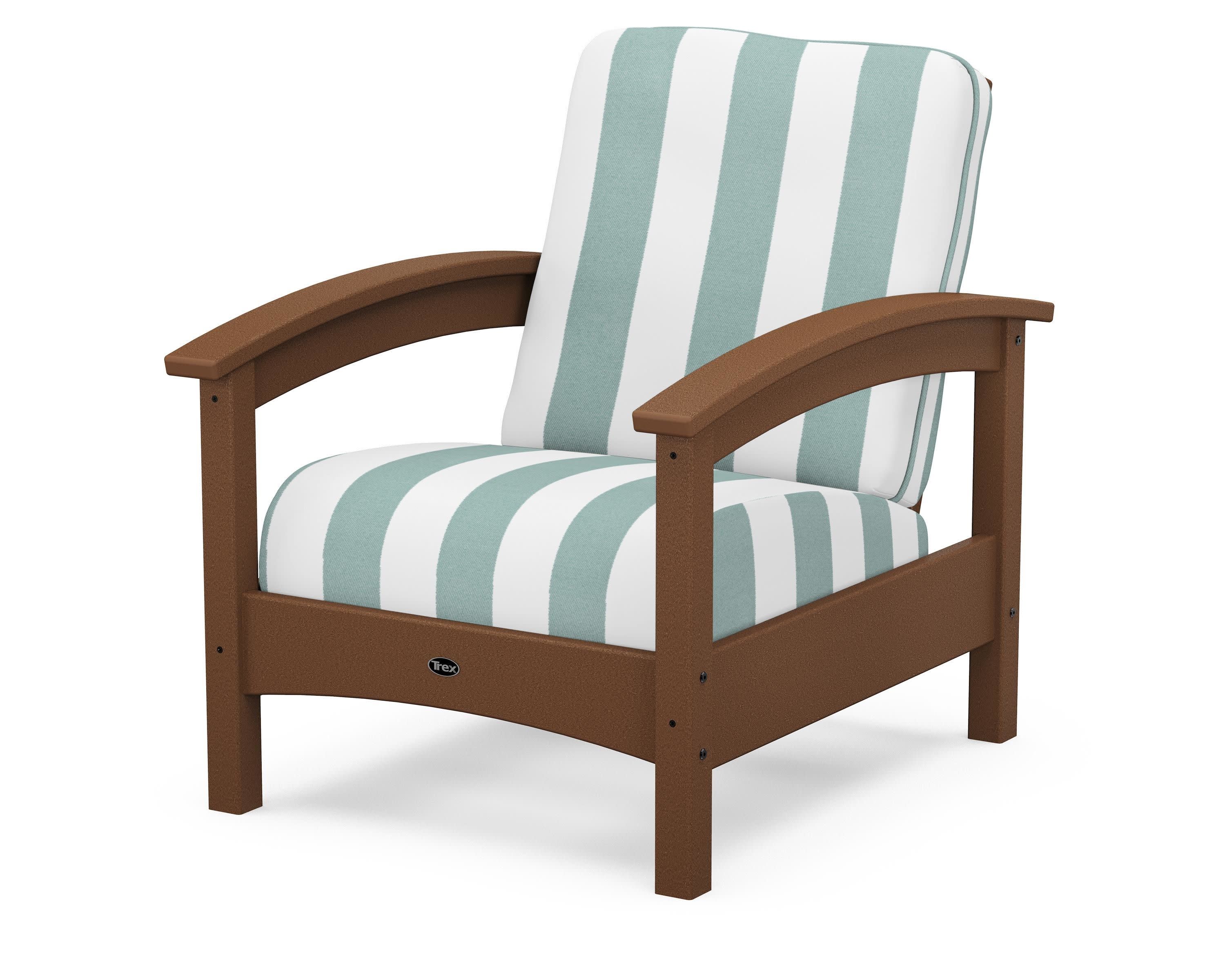 Rockport Club Chair in Tree House / Cabana Stripe Glacier Spa