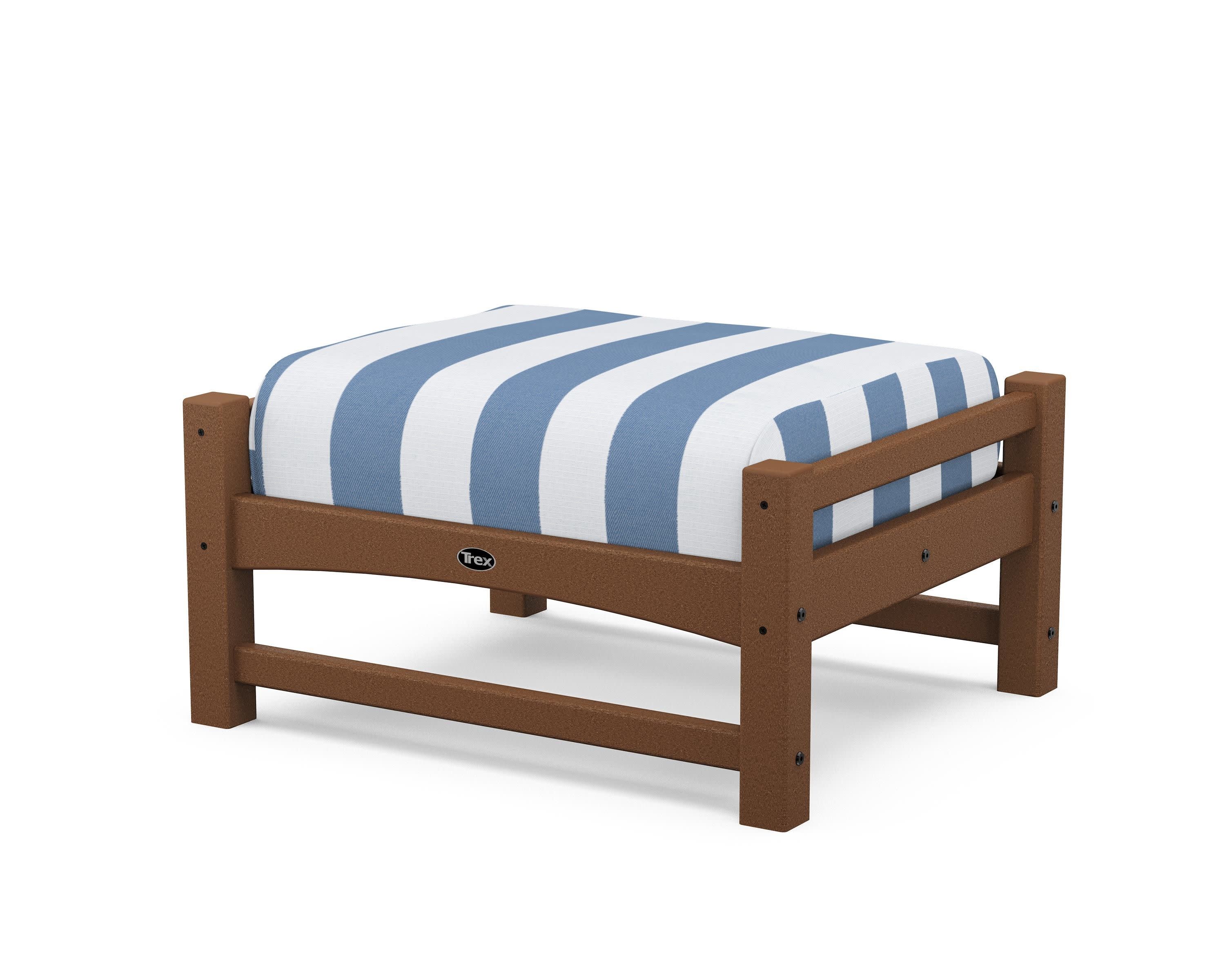 Rockport Club Ottoman in Tree House / Cabana Stripe Sky Blue