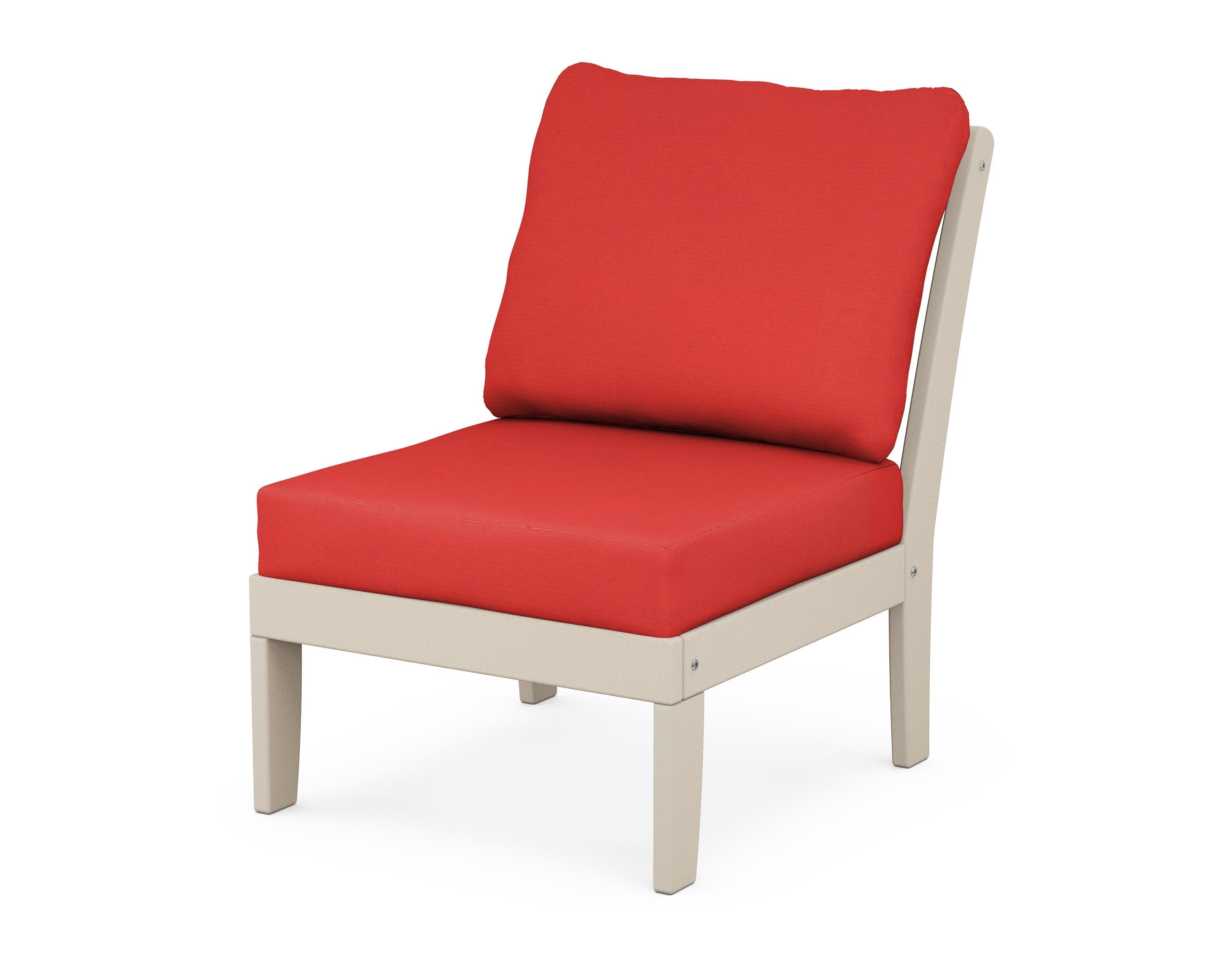 Yacht Club Modular Armless Chair in Sand Castle / Crimson Linen