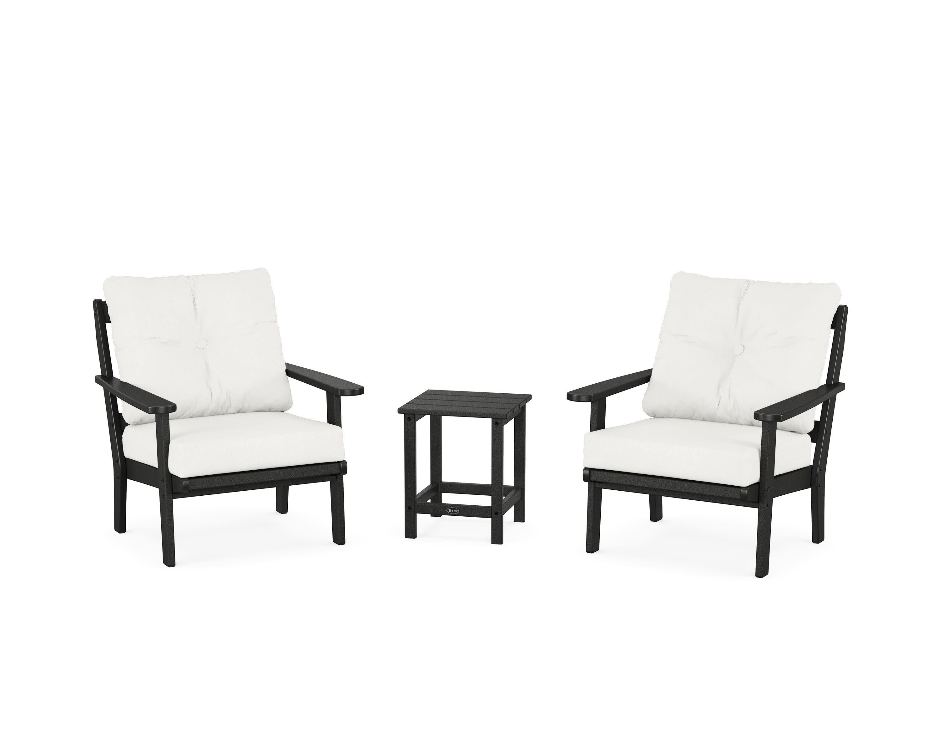 Cape Cod 3-Piece Deep Seating Set in Charcoal Black / Natural Linen
