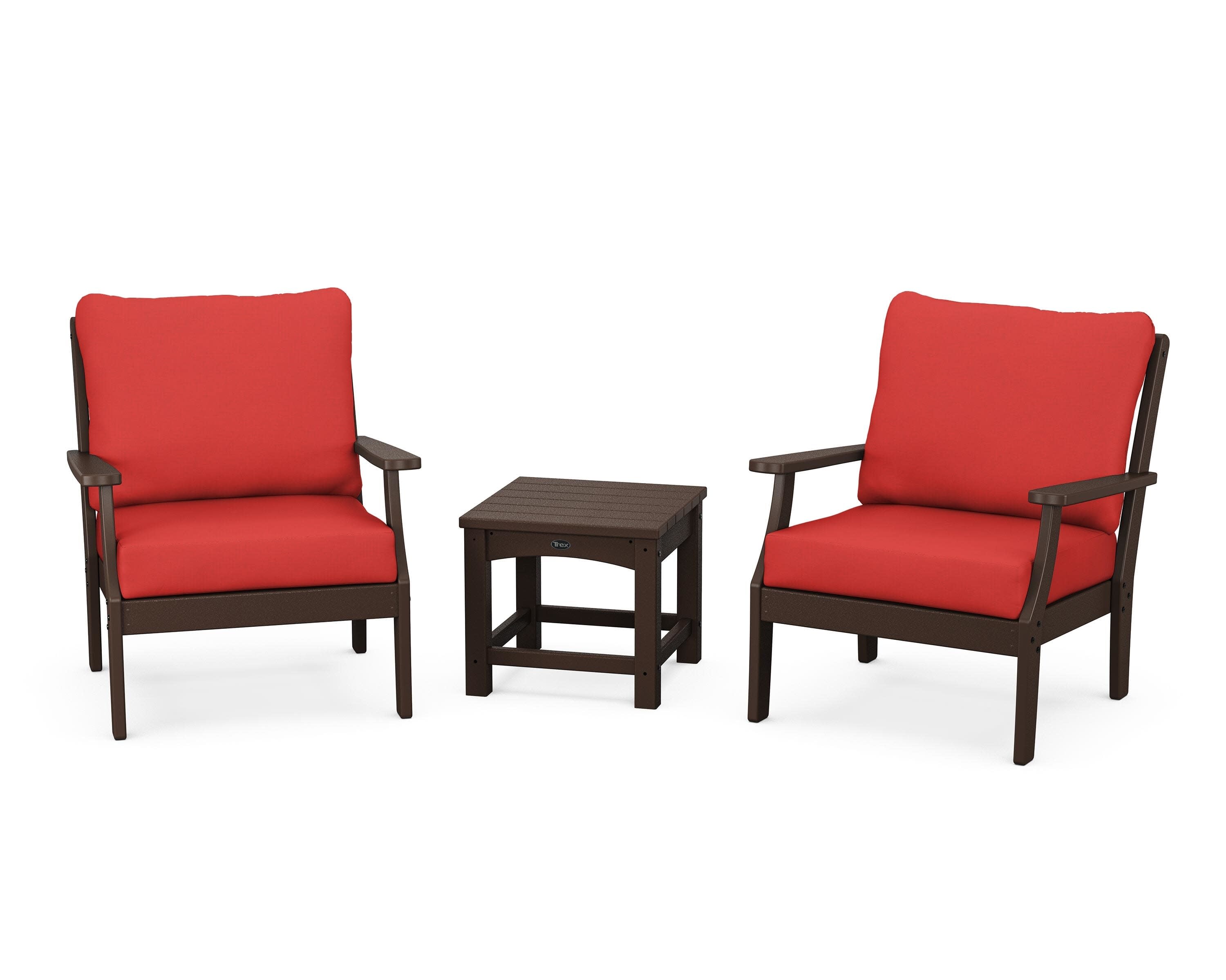 Yacht Club 3-Piece Deep Seating Set in Vintage Lantern / Crimson Linen
