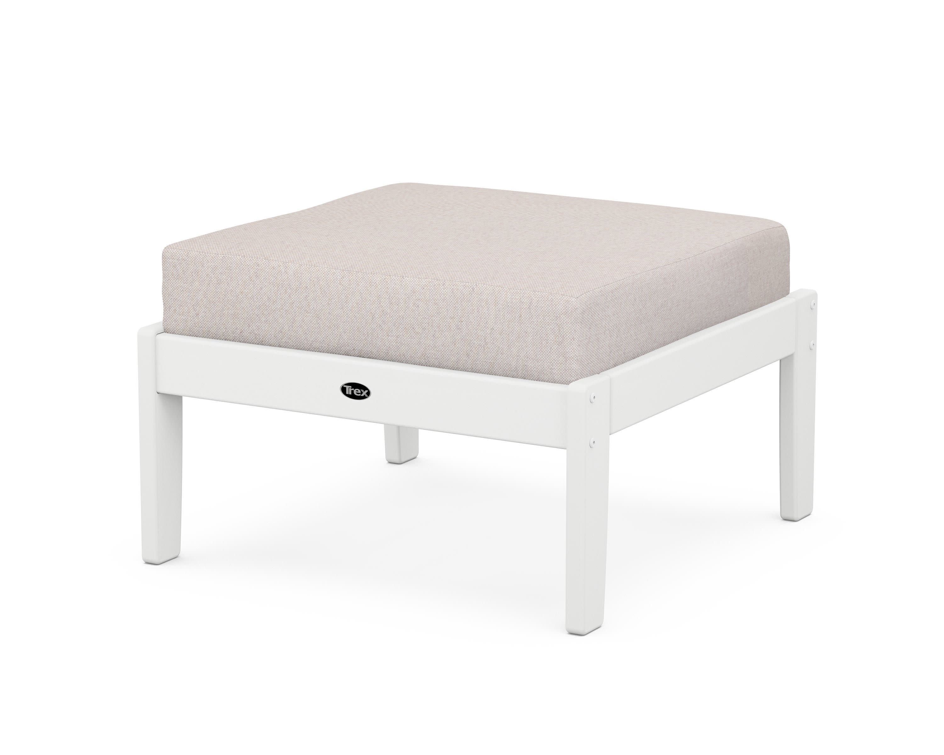 Yacht Club Deep Seating Ottoman in Classic White / Dune Burlap