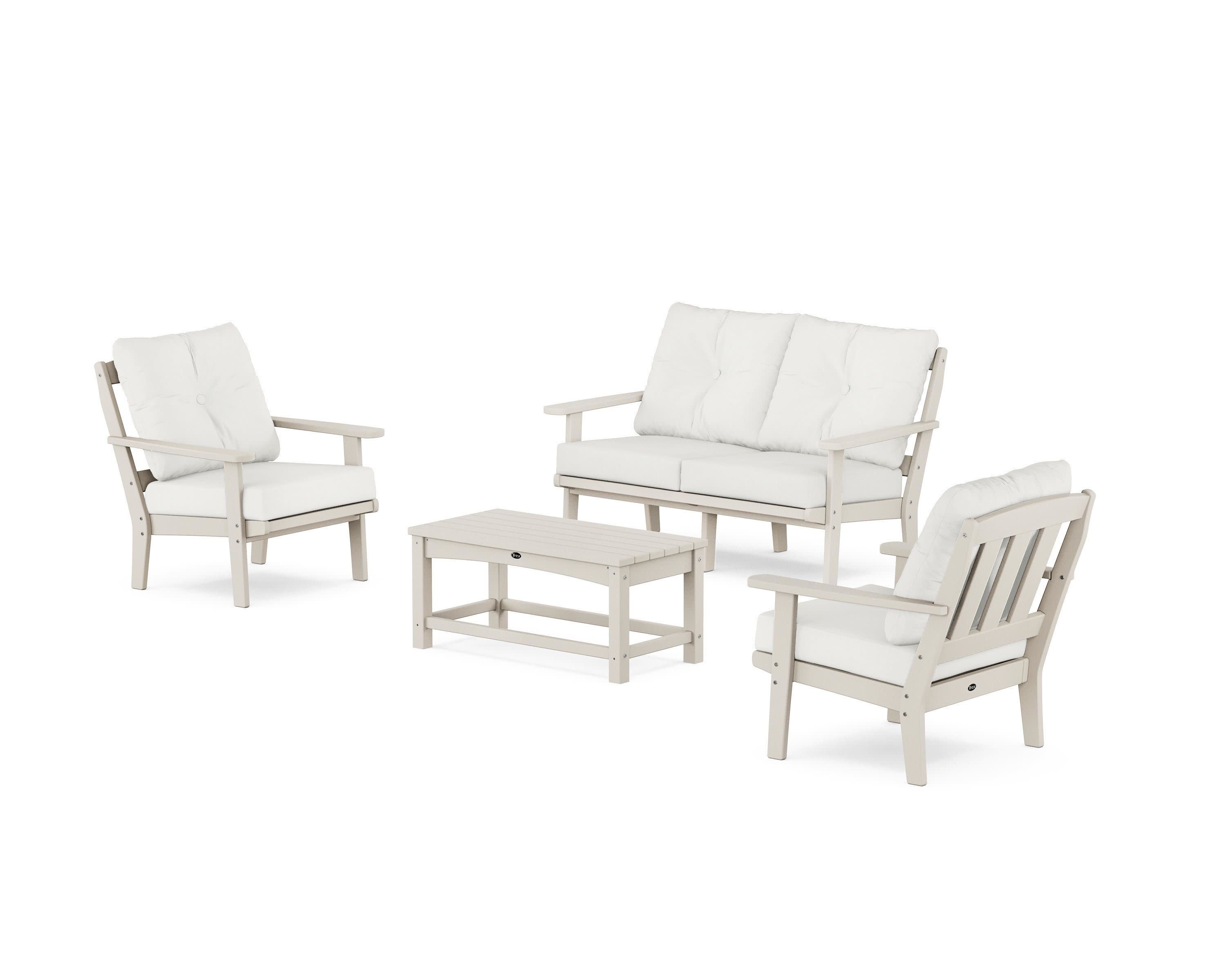 Cape Cod 4-Piece Deep Seating Set with Loveseat in Sand Castle / Natural Linen