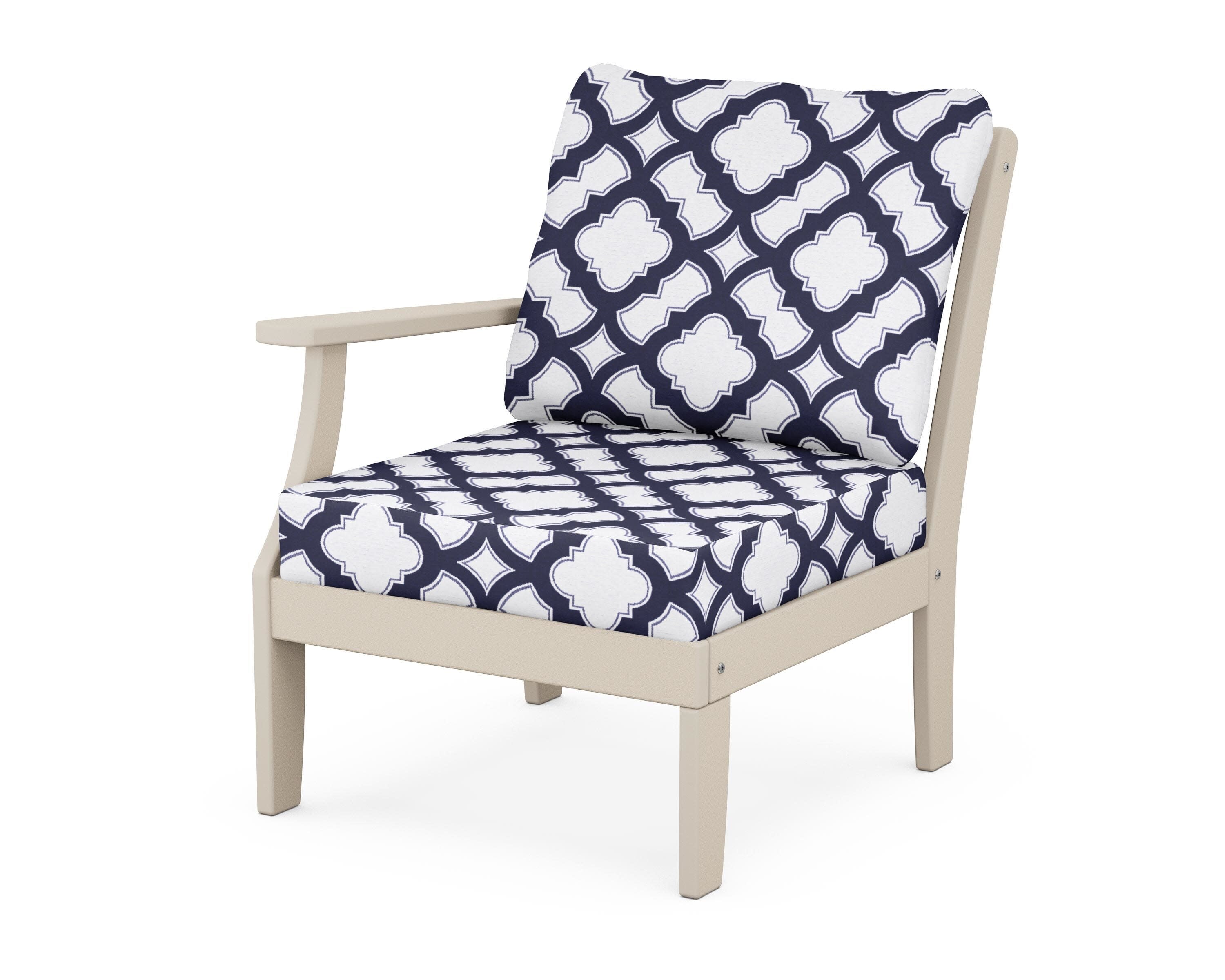 Yacht Club Modular Left Arm Chair in Sand Castle / Trellis Navy