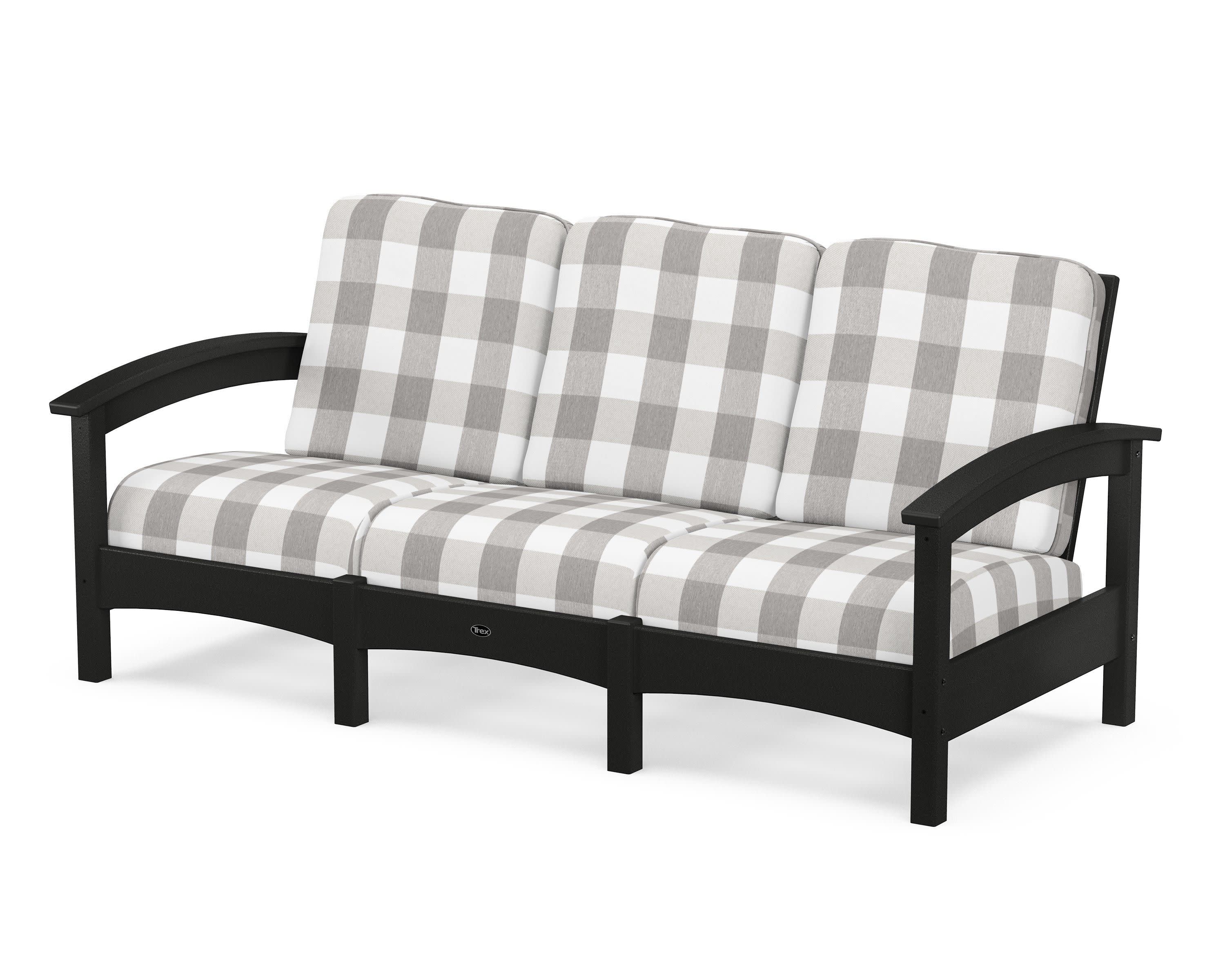 Rockport Club Sofa in Charcoal Black / Buffalo Plaid Grey Mist