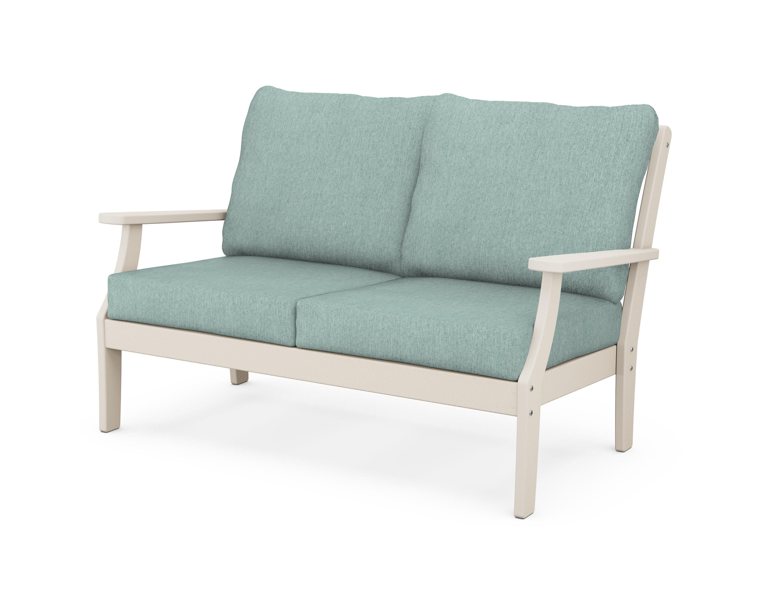 Yacht Club Deep Seating Loveseat in Sand Castle / Glacier Spa