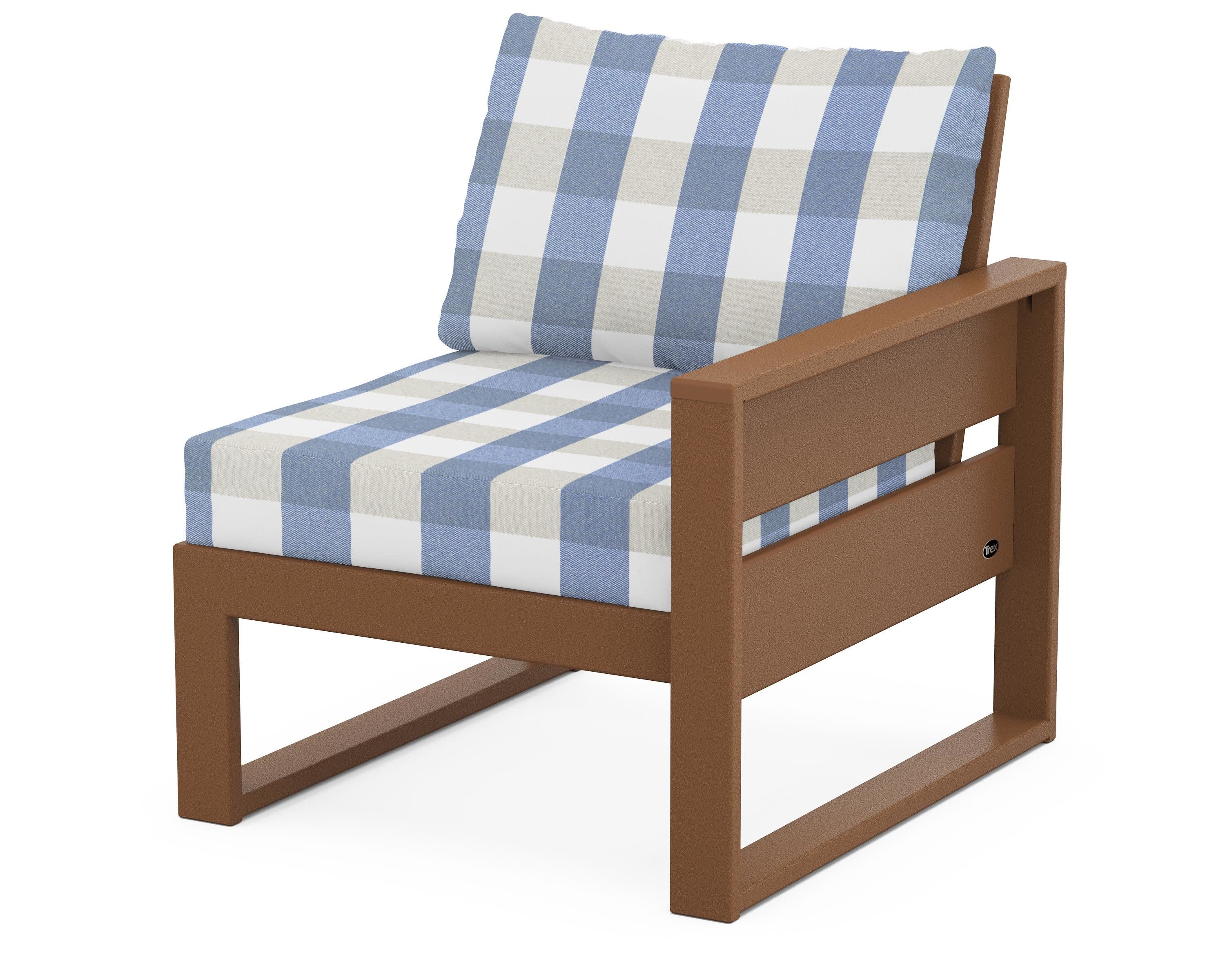 Eastport Modular Right Arm Chair in Tree House / Buffalo Plaid Sky Blue