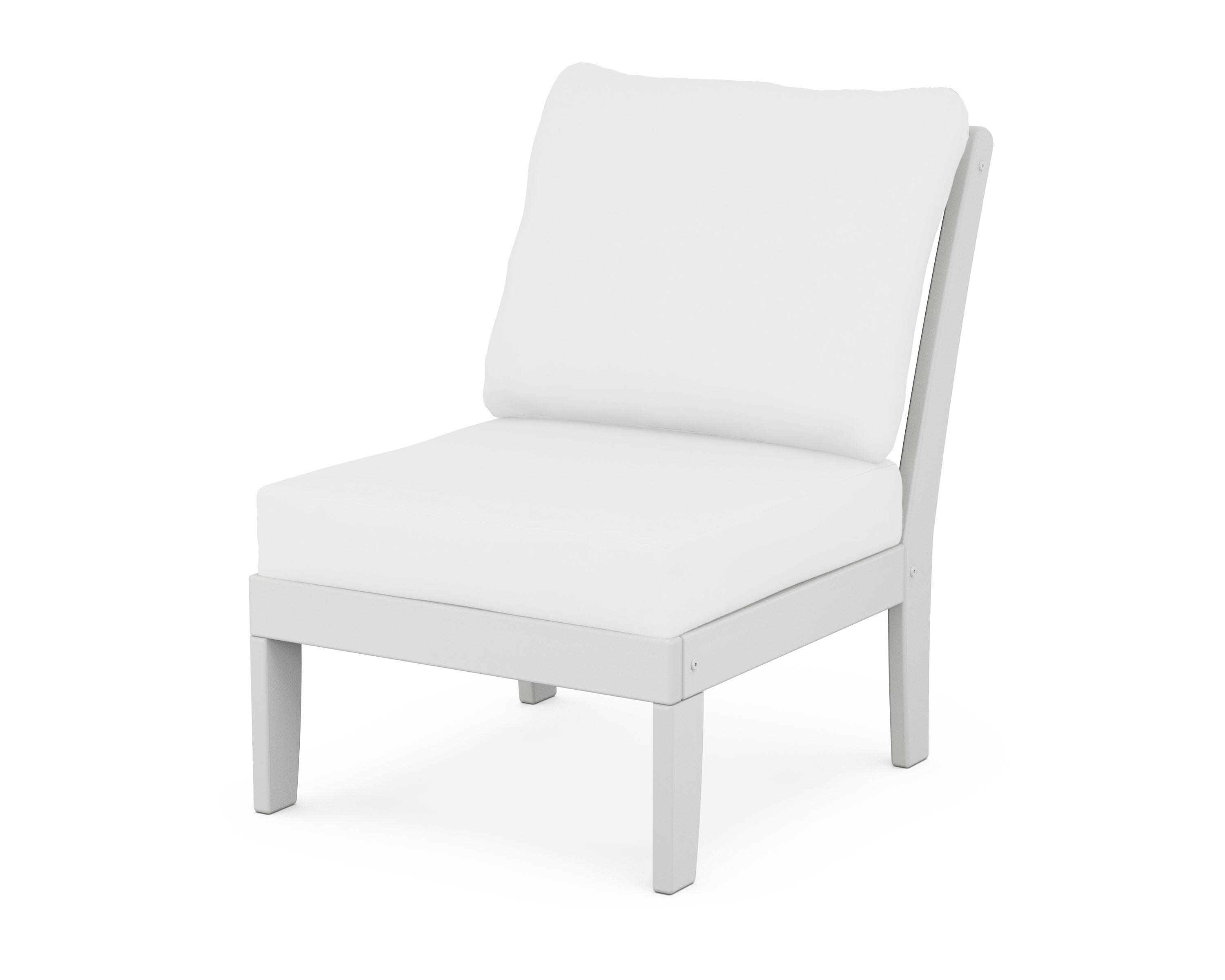 Yacht Club Modular Armless Chair in Classic White / Natural