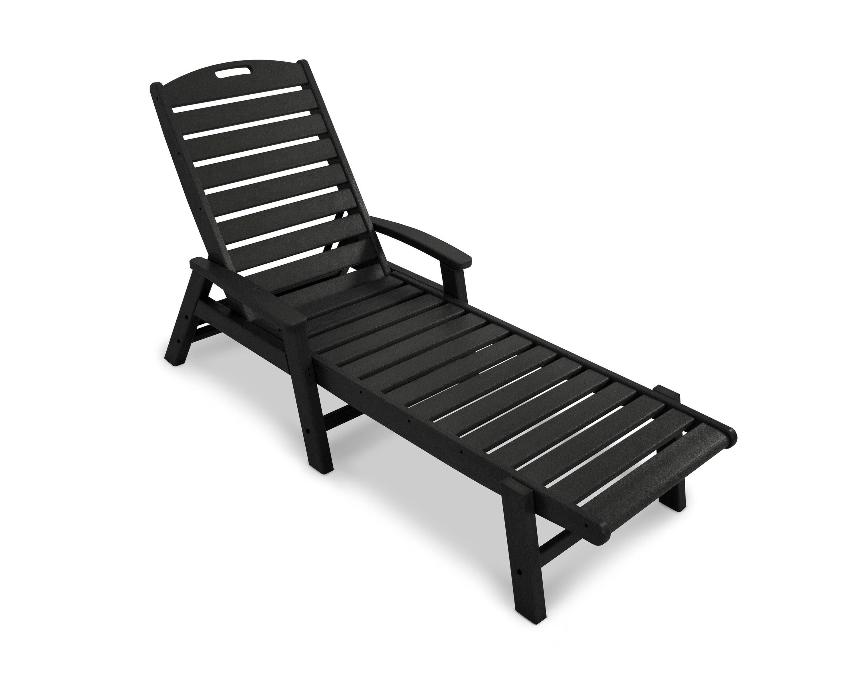 Yacht Club Chaise with Arms - Stackable in Charcoal Black