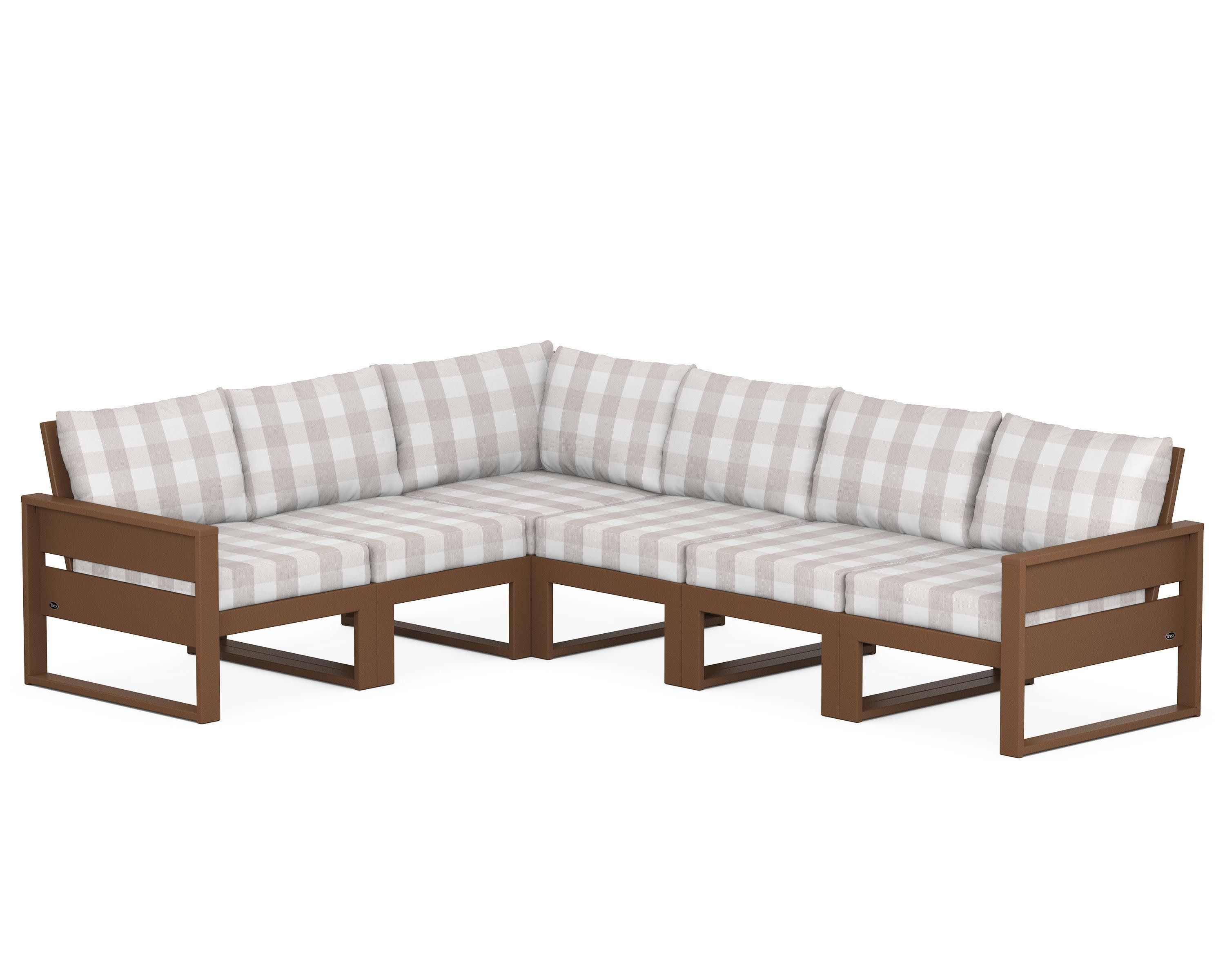 Eastport 6-Piece Sectional in Tree House / Buffalo Plaid Dune Burlap