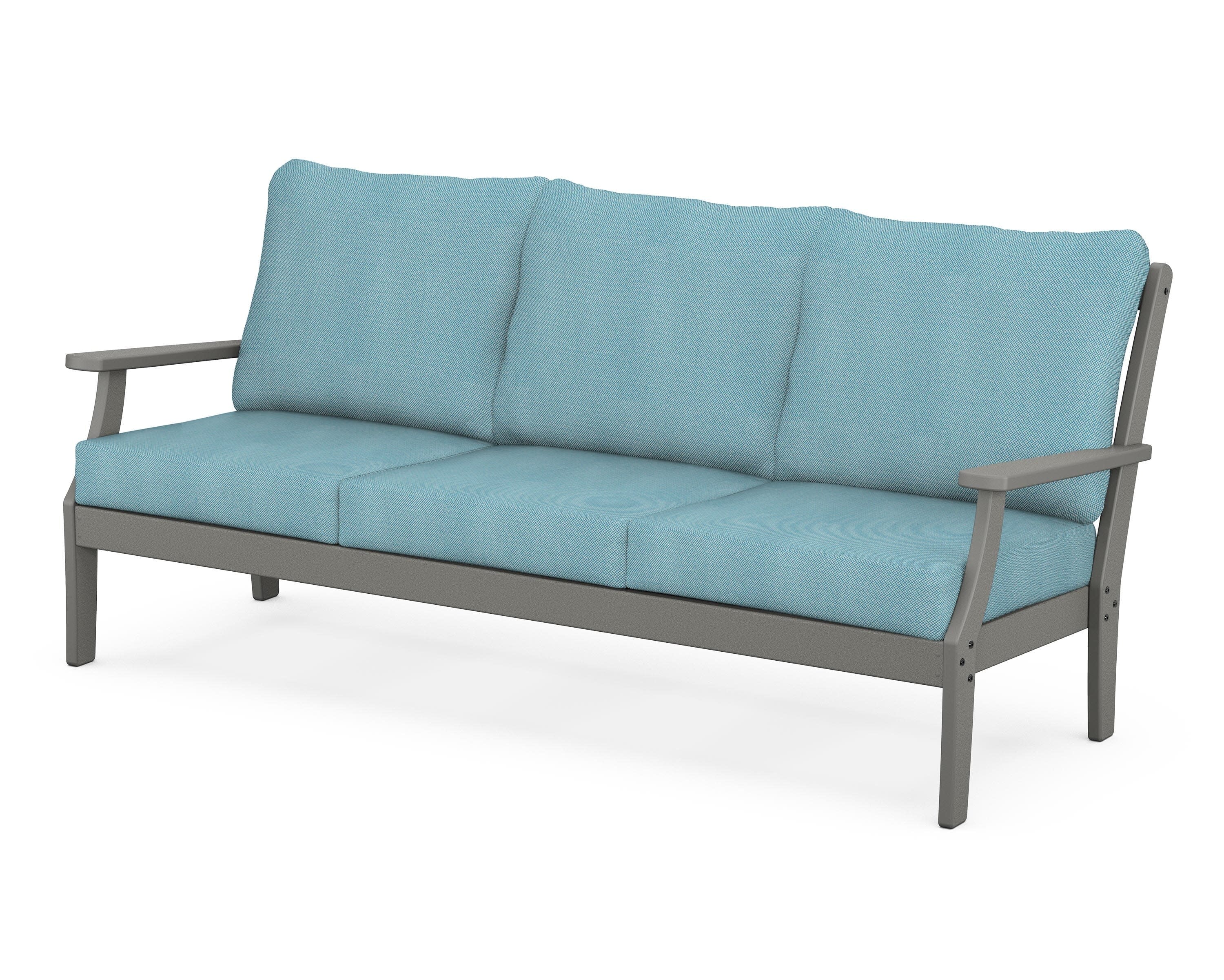 Yacht Club Deep Seating Sofa in Stepping Stone / Lattice Sky Blue