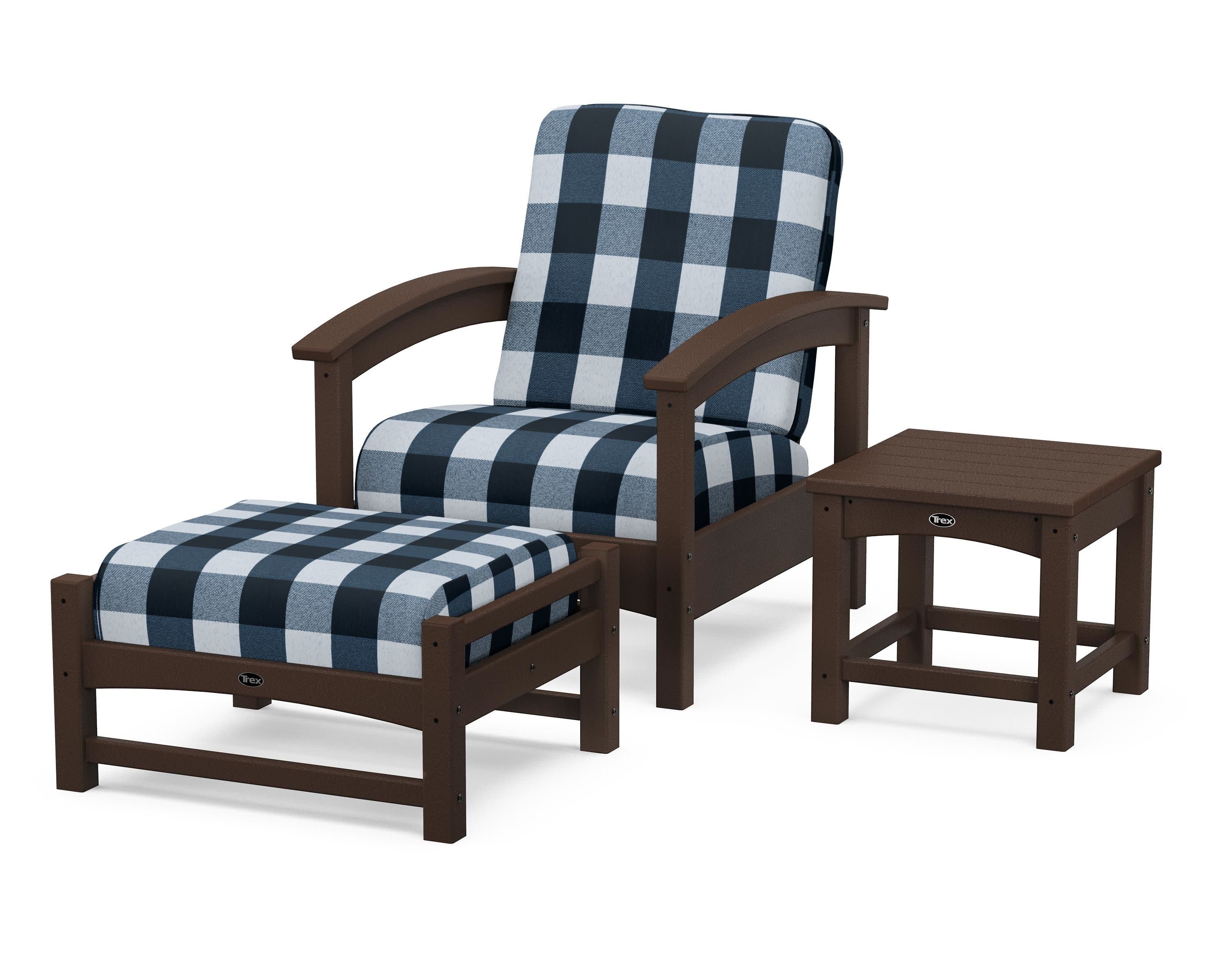 Rockport 3-Piece Deep Seating Set in Vintage Lantern / Buffalo Plaid Marine Indigo