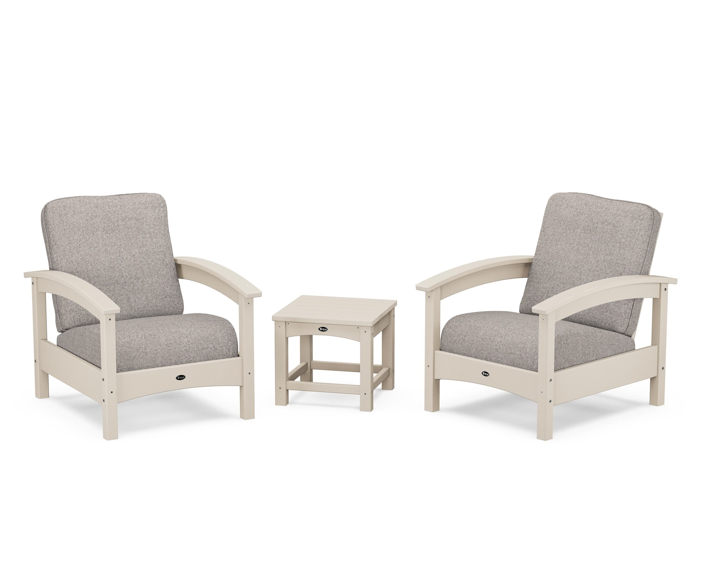 Rockport Club 3-Piece Deep Seating Conversation Set in Sand Castle / Weathered Tweed