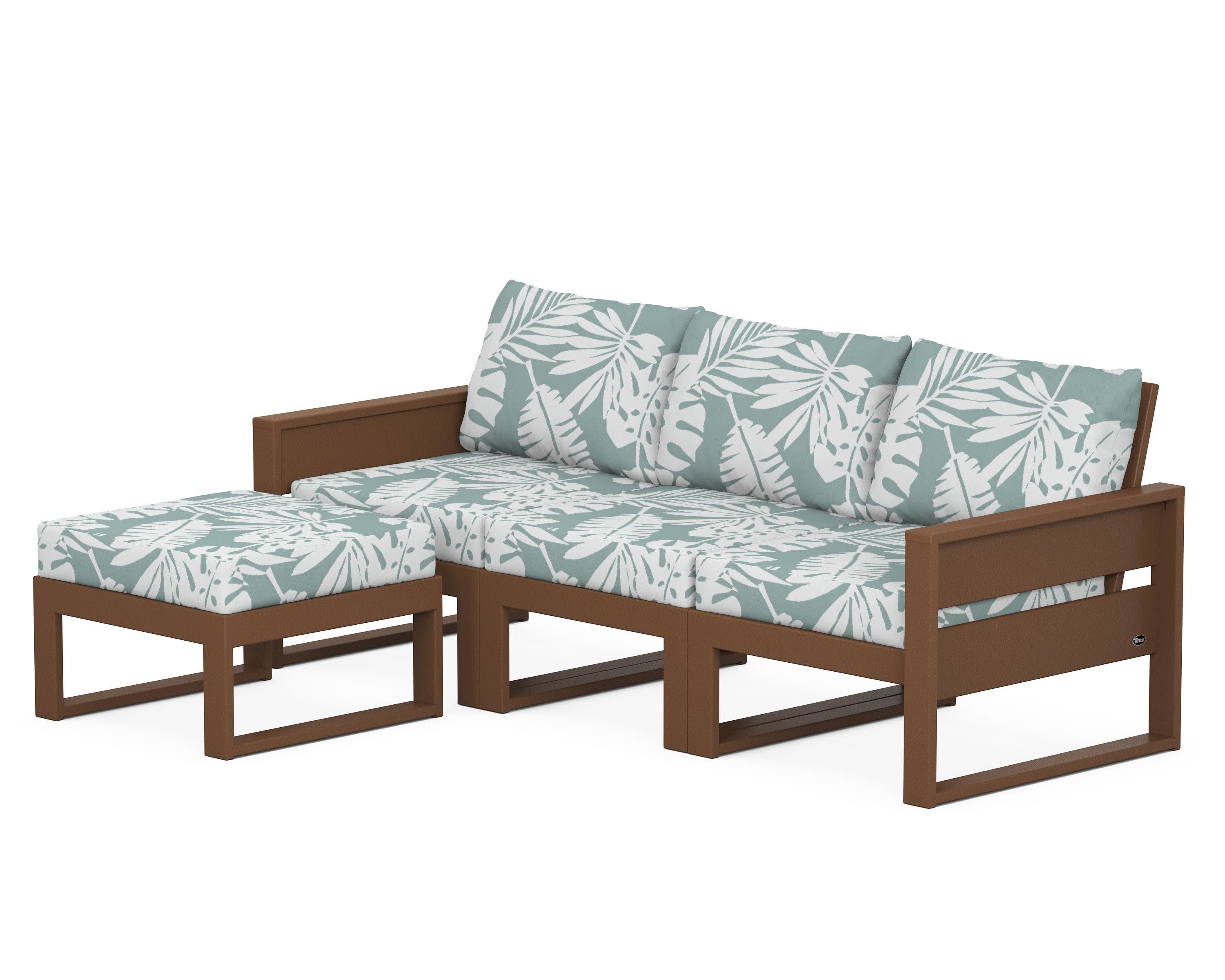 Eastport 4- Piece Sectional with Ottoman in Tree House / Leaf Glacier Spa