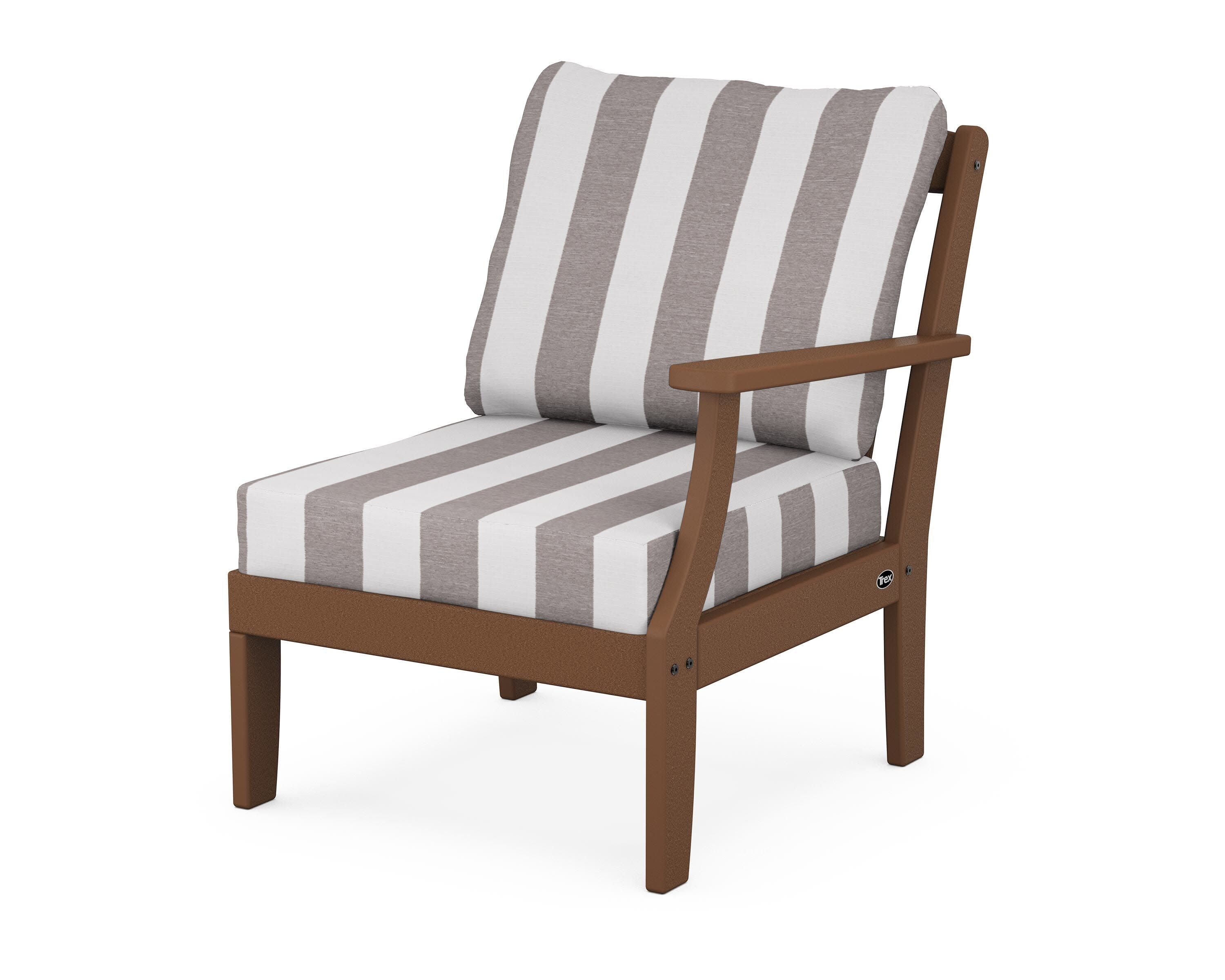 Yacht Club Modular Right Arm Chair in Tree House / Cabana Stripe Grey Mist