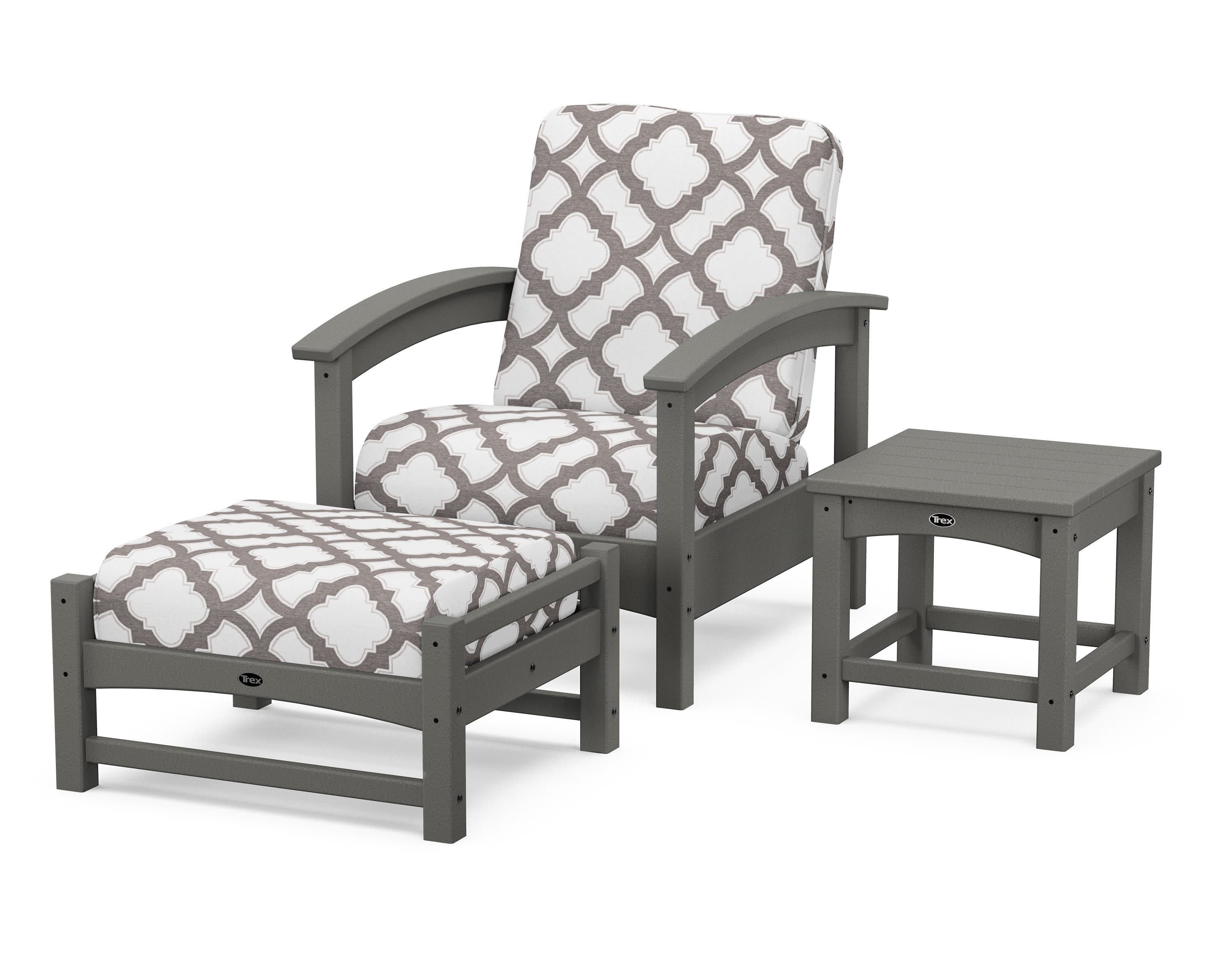 Rockport 3-Piece Deep Seating Set in Stepping Stone / Trellis Grey Mist