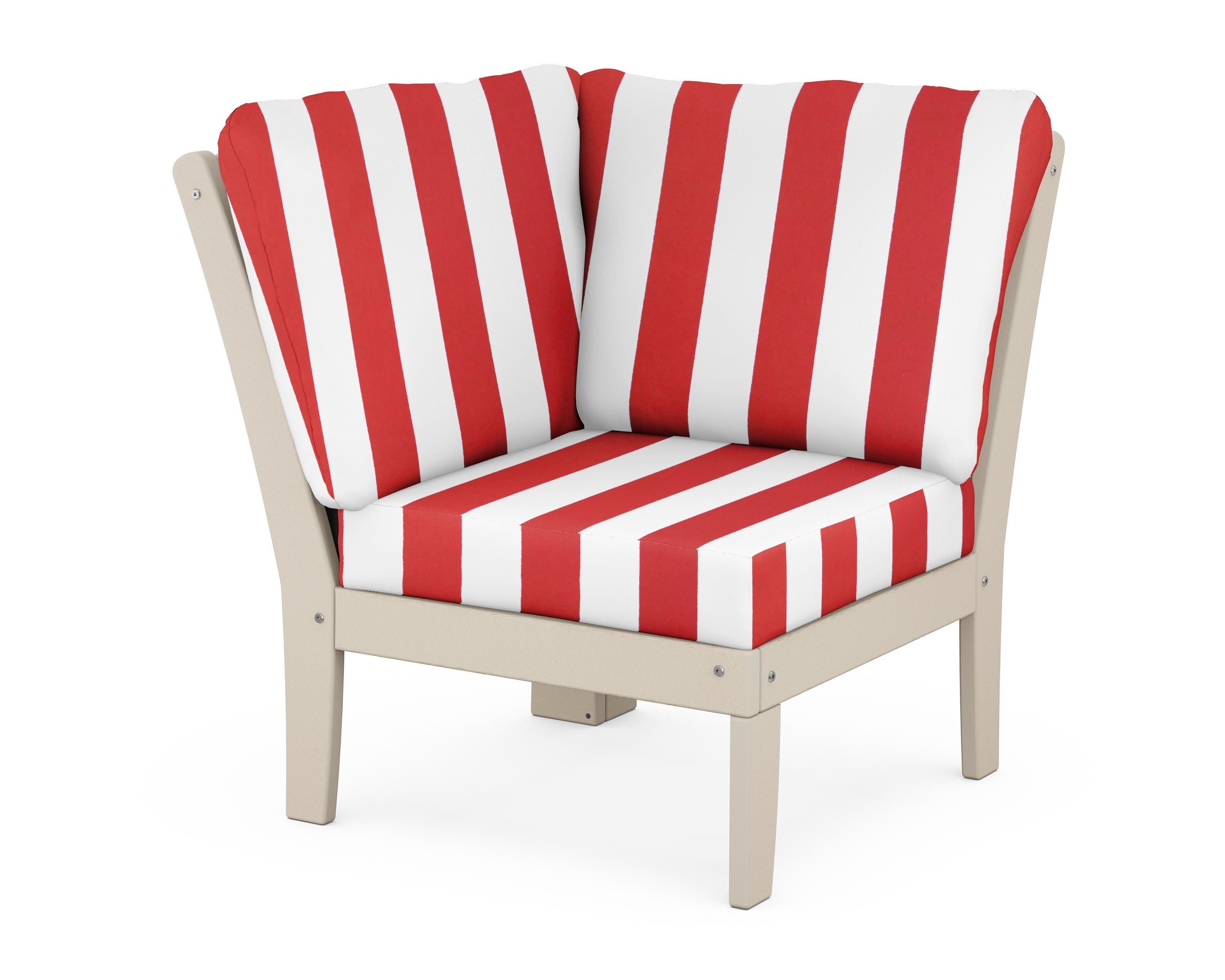 Yacht Club Modular Corner Chair in Sand Castle / Cabana Stripe Crimson