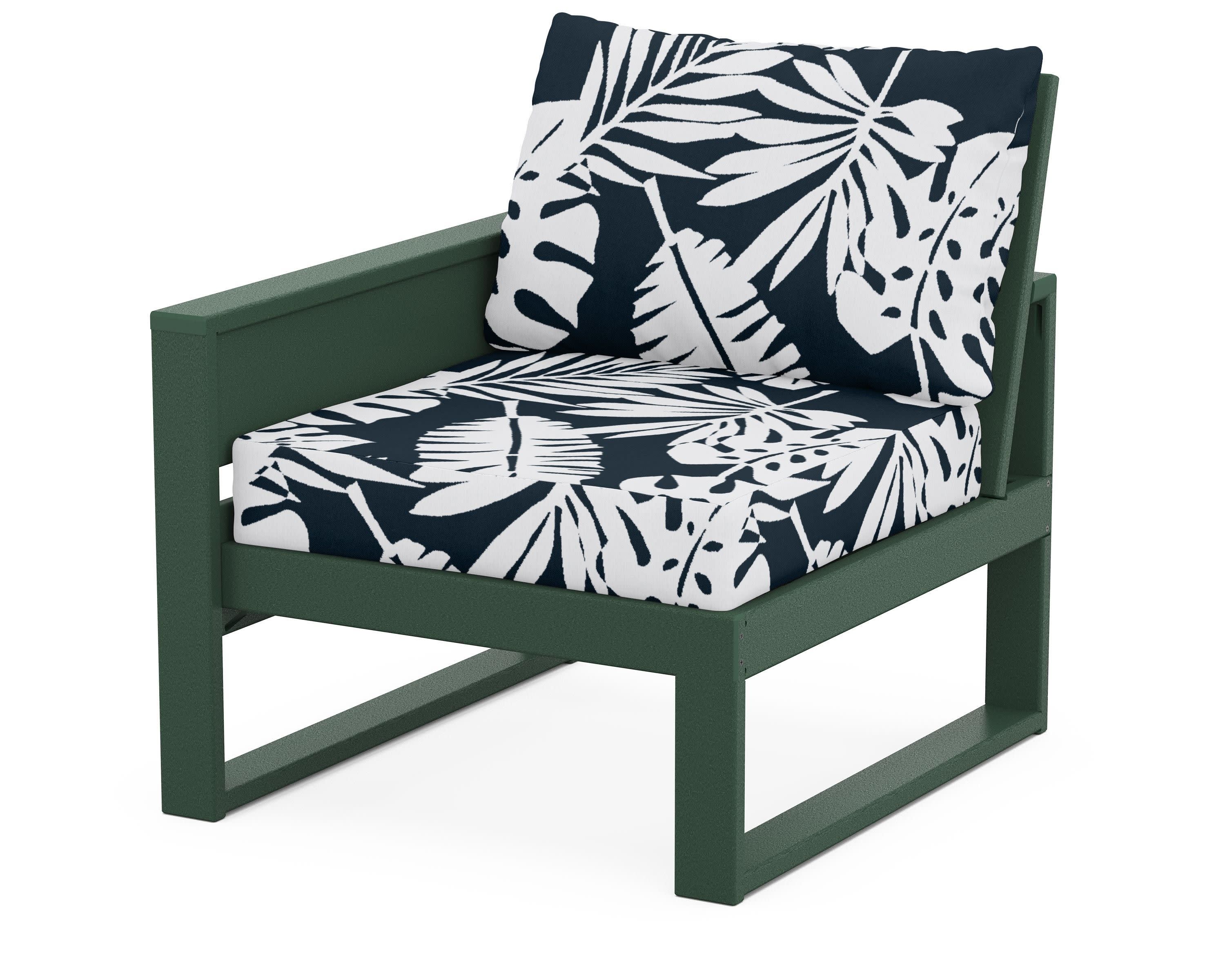Eastport Modular Left Arm Chair in Rainforest Canopy / Leaf Marine Indigo