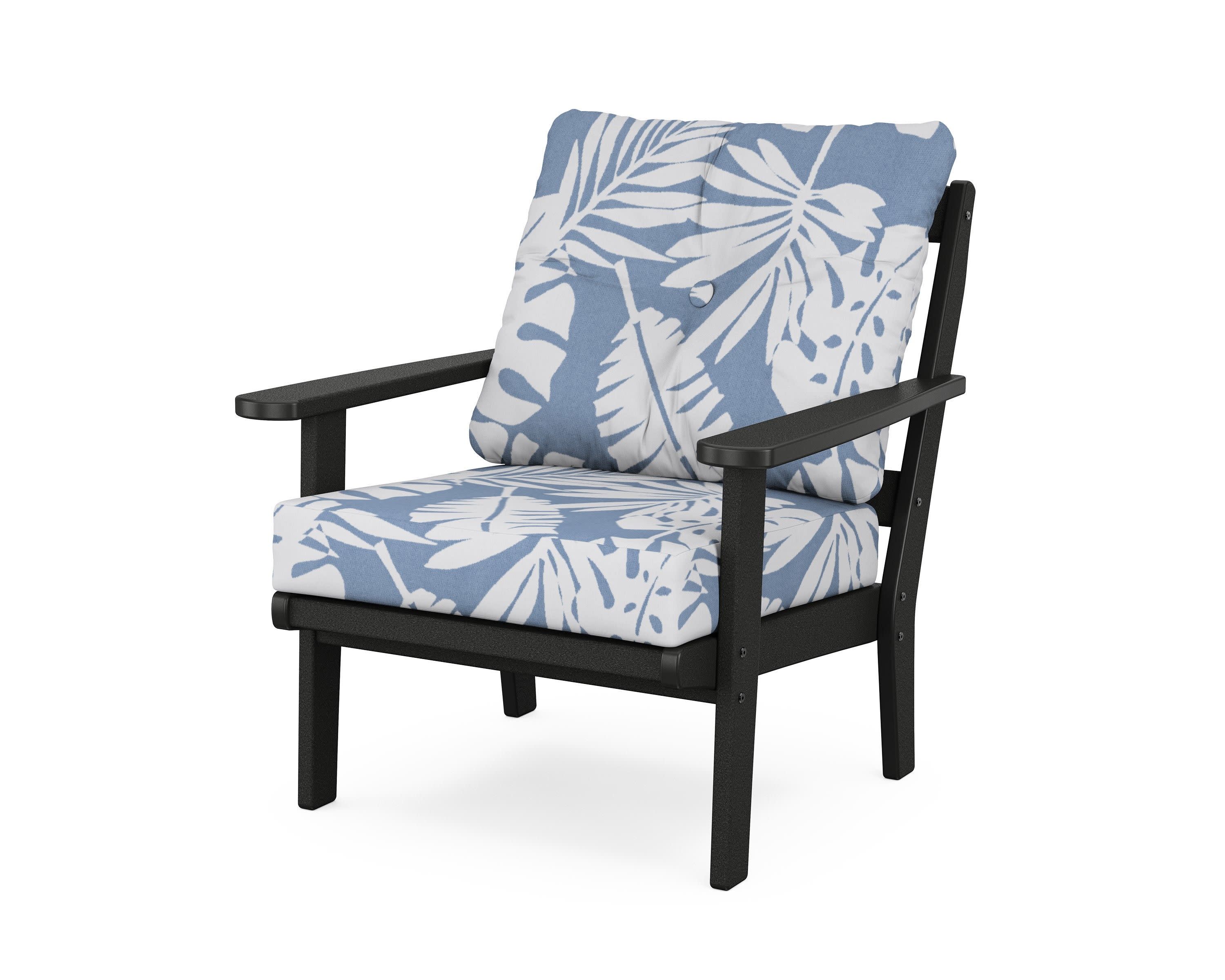 Cape Cod Deep Seating Chair in Charcoal Black / Leaf Sky Blue